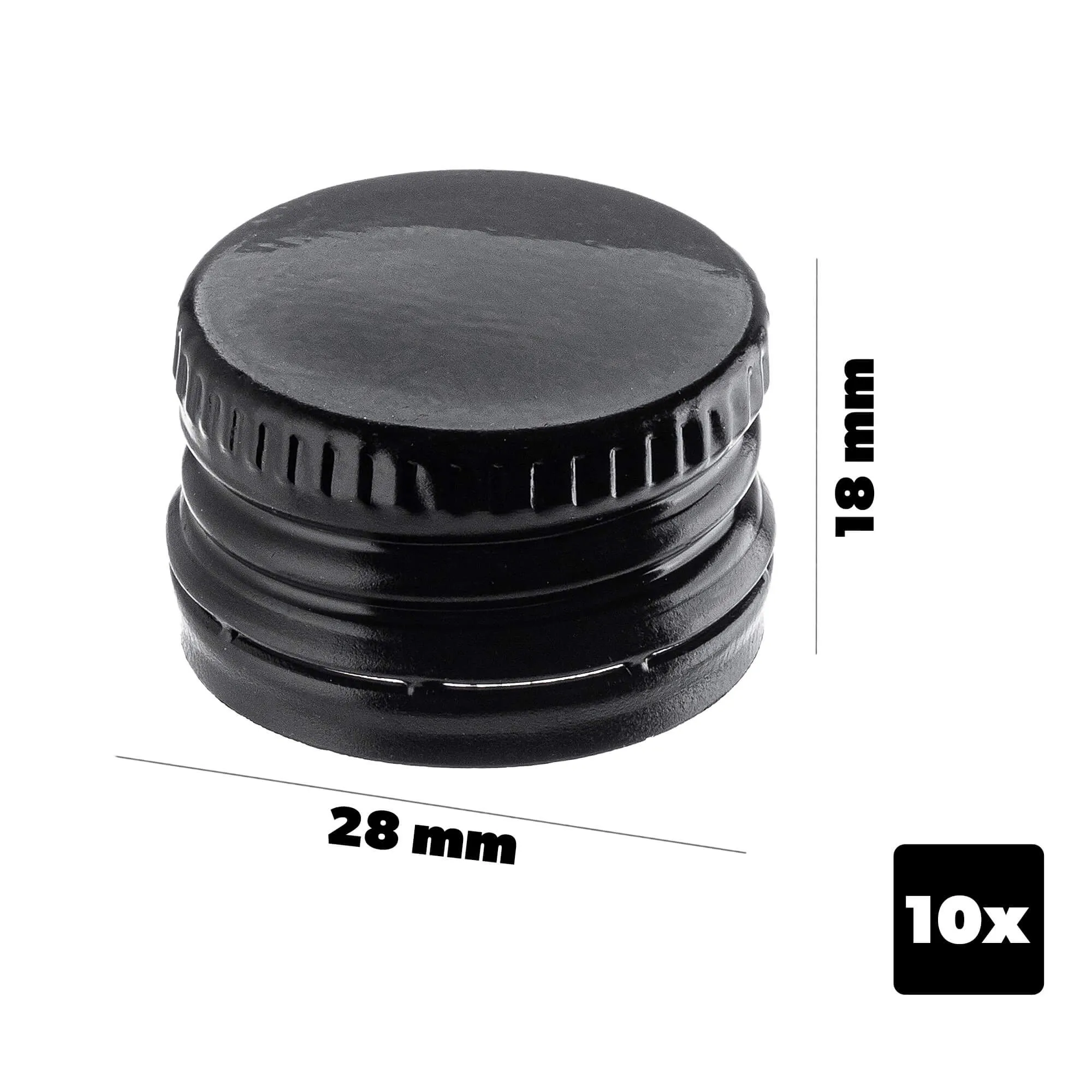 Annot aliumininiai butelių kamšteliai, 28 mm skersmens, juodi, 10 vnt.