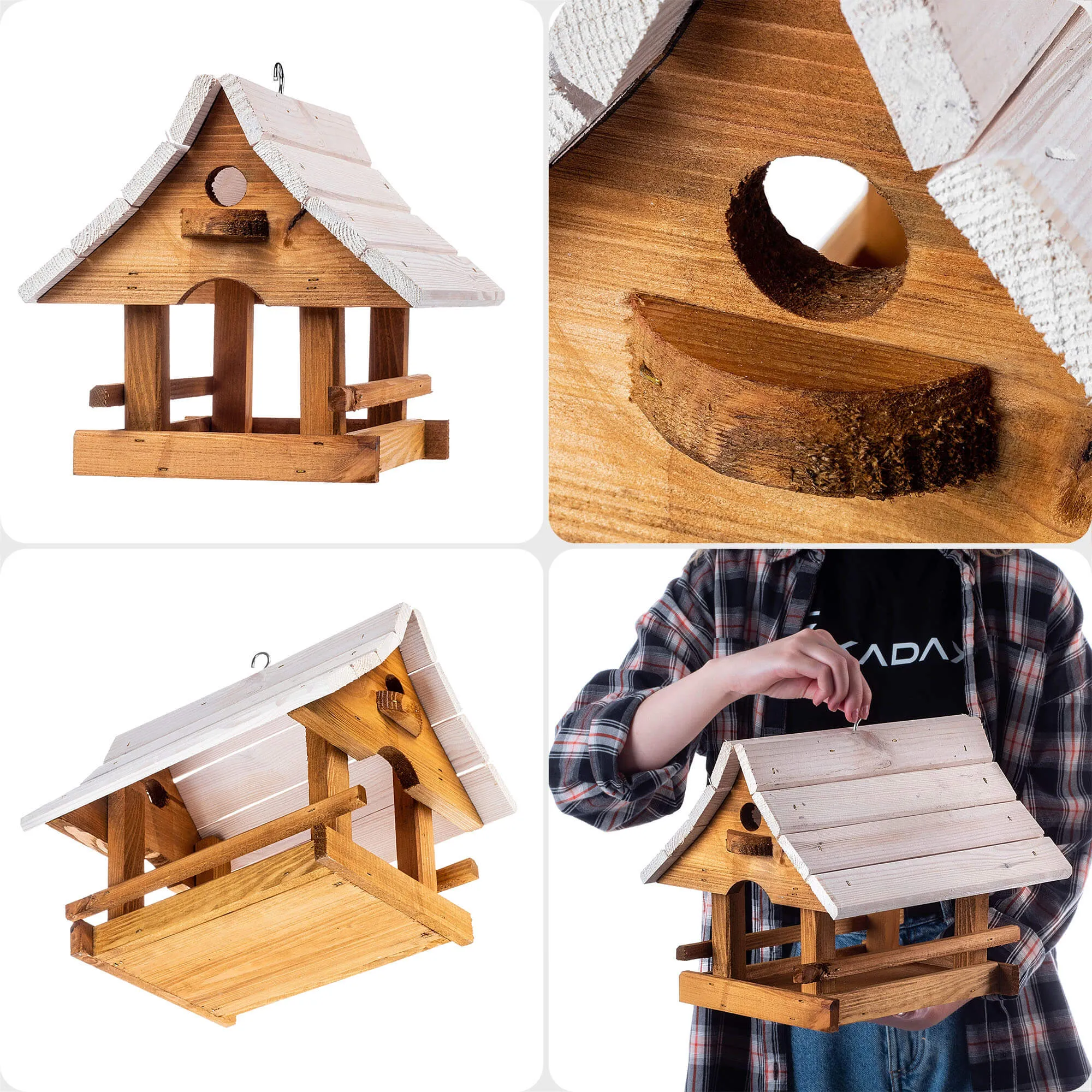 Arbis paukščių lesyklėlė, 30 x 25 cm, natūralios baltos spalvos