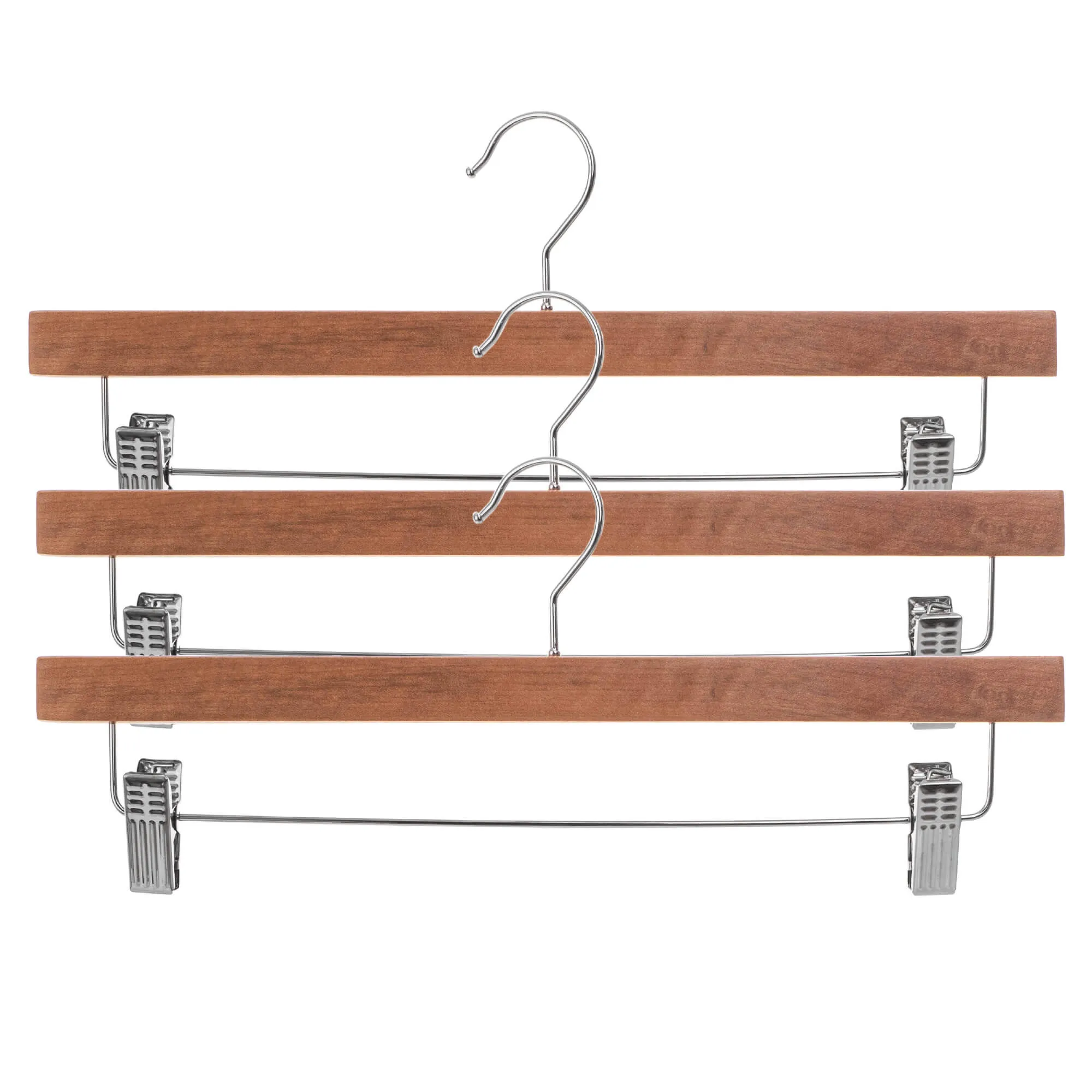 Husson medinė drabužių pakaba su spaustukais, 3 vnt.