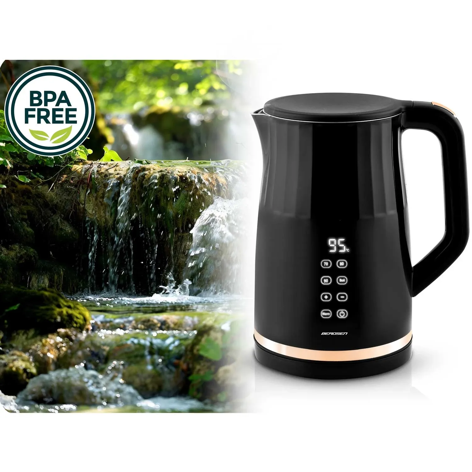 Berdsen BD-706 elektrinis virdulys 1,7 l, juodas - nuotrauka 1