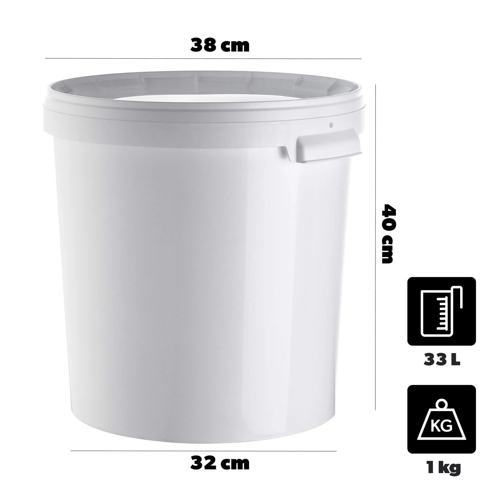 „Acerra“ fermentacijos indas su dangčiu, 33 l, baltas