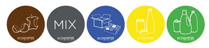 Arbol šiukšliadėžės su rankena + etiketėmis, 25 l, 3 vnt.