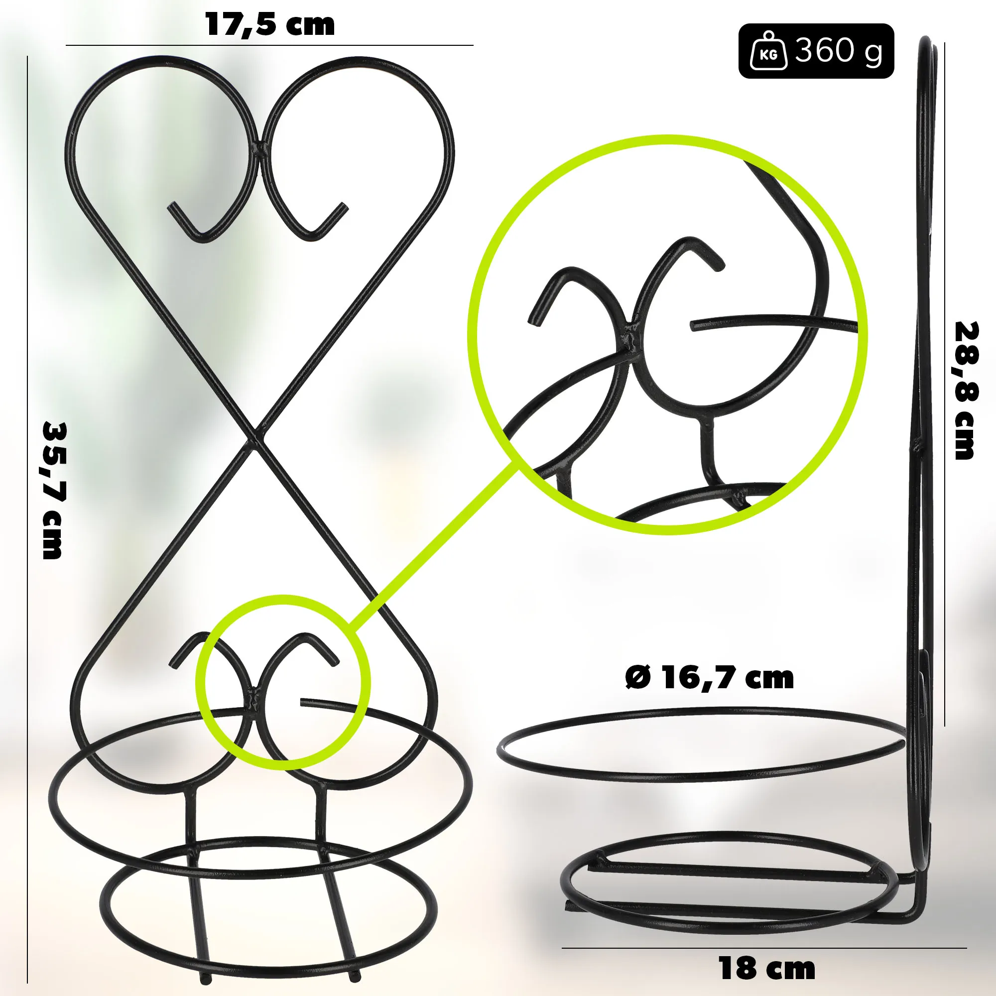 Metalinis pakabinamas gėlių stovas 35 x 17