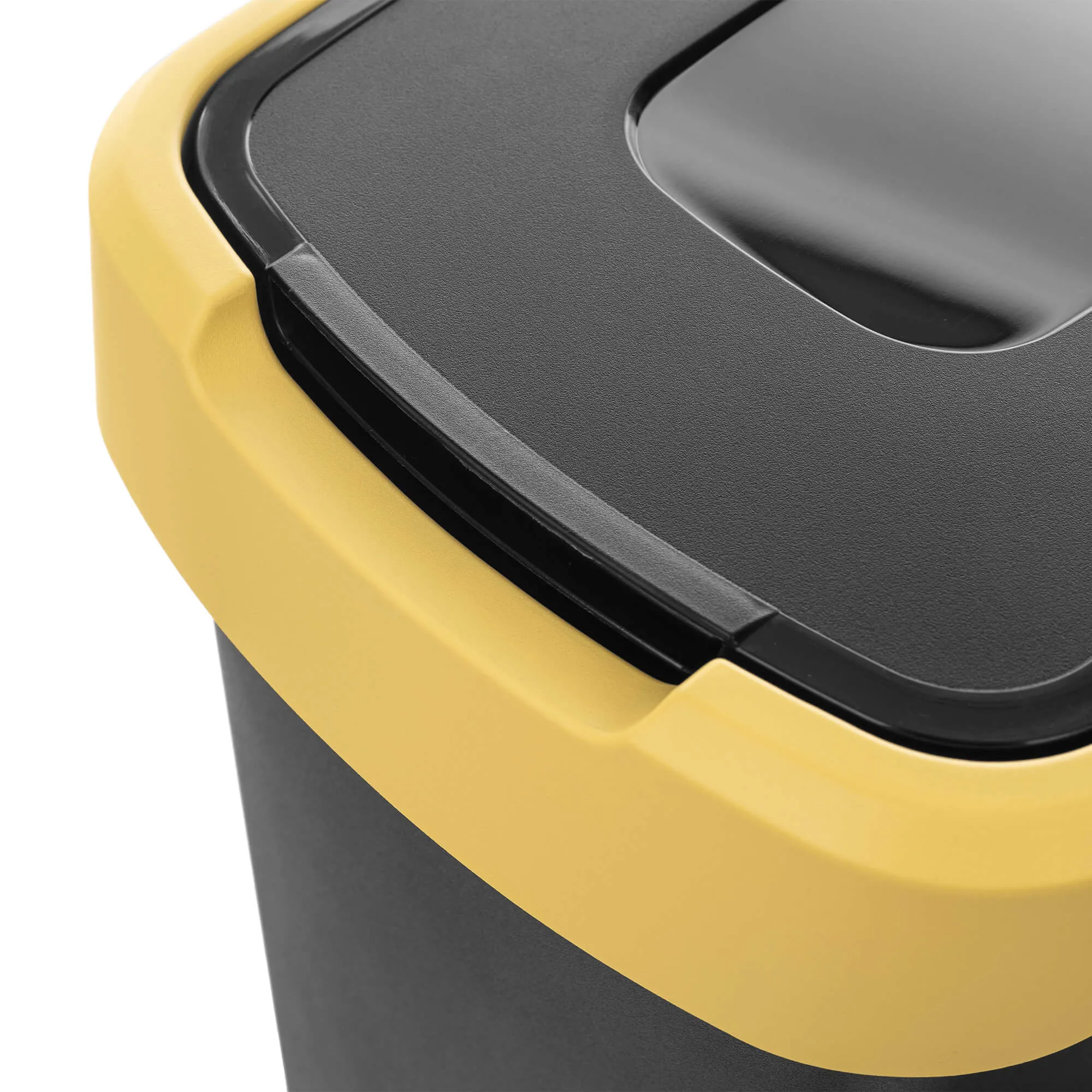 Morin 25 l šiukšliadėžė su besisukančiu dangčiu, juodos ir geltonos spalvos