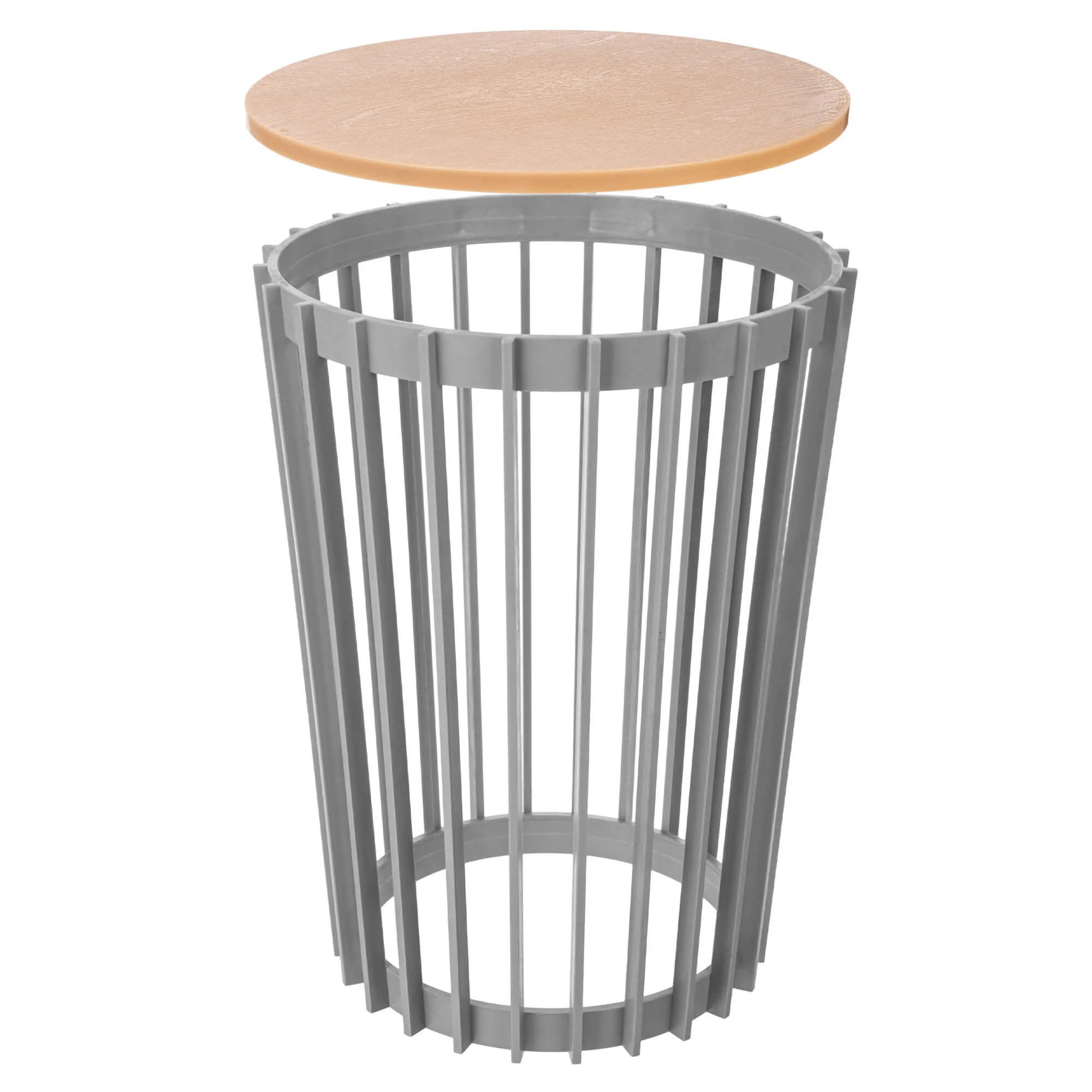 Aytre dvipusis augalų stovas 54 cm platinos spalvos + natūralaus medžio stalviršis