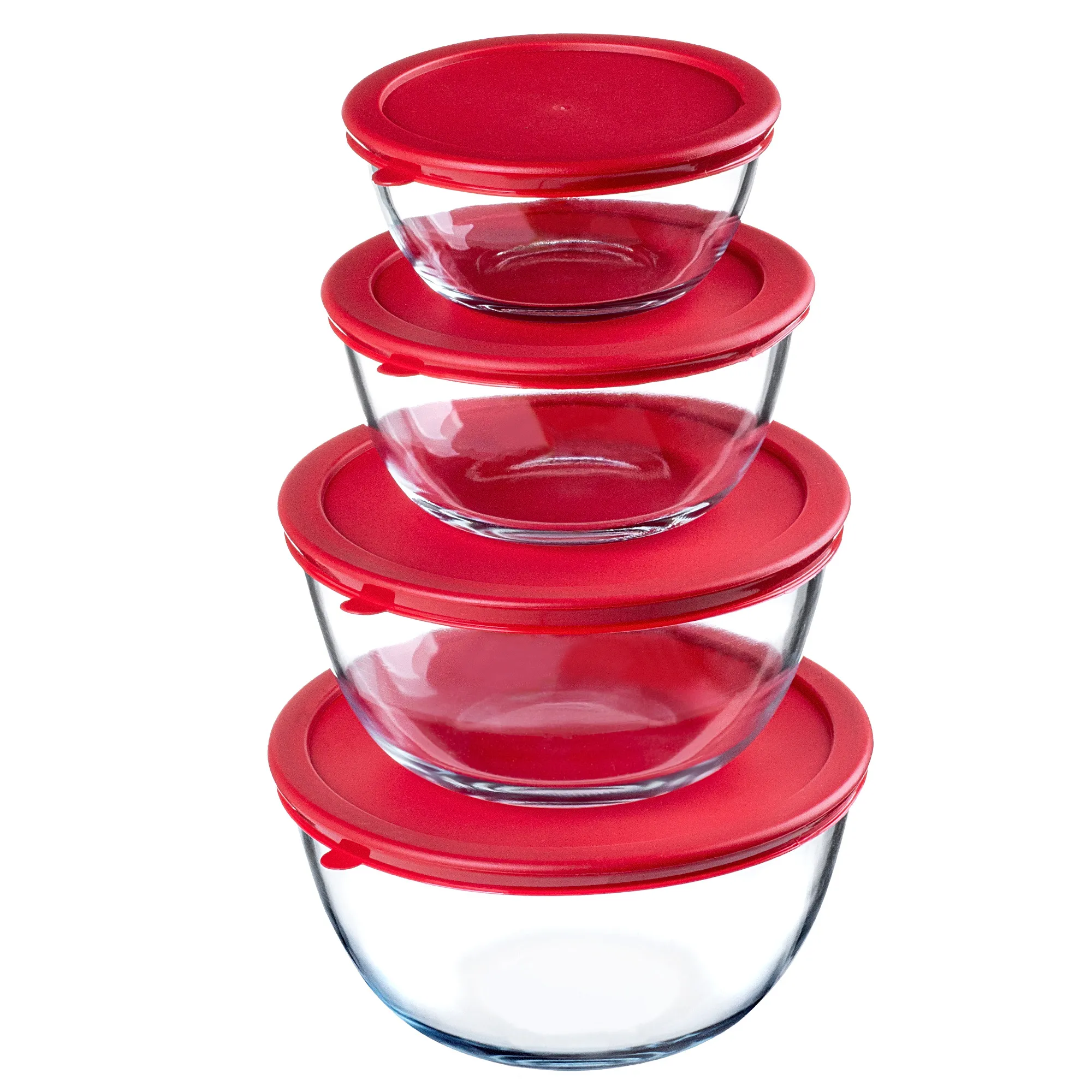 Dame stiklinių indų rinkinys su dangteliu 0,5 l, 1 l, 1,5 l, 2 l