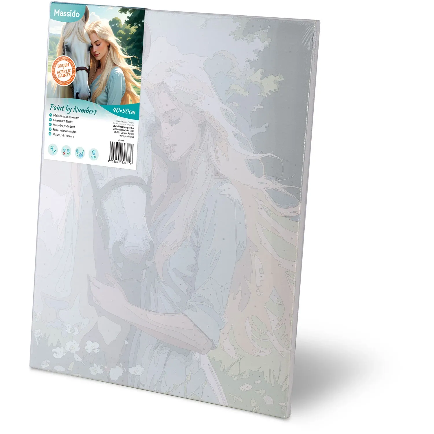 Tapyti pagal skaičius paveikslas 40x50 cm Massido Moters su arkliu portretas - nuotrauka 1