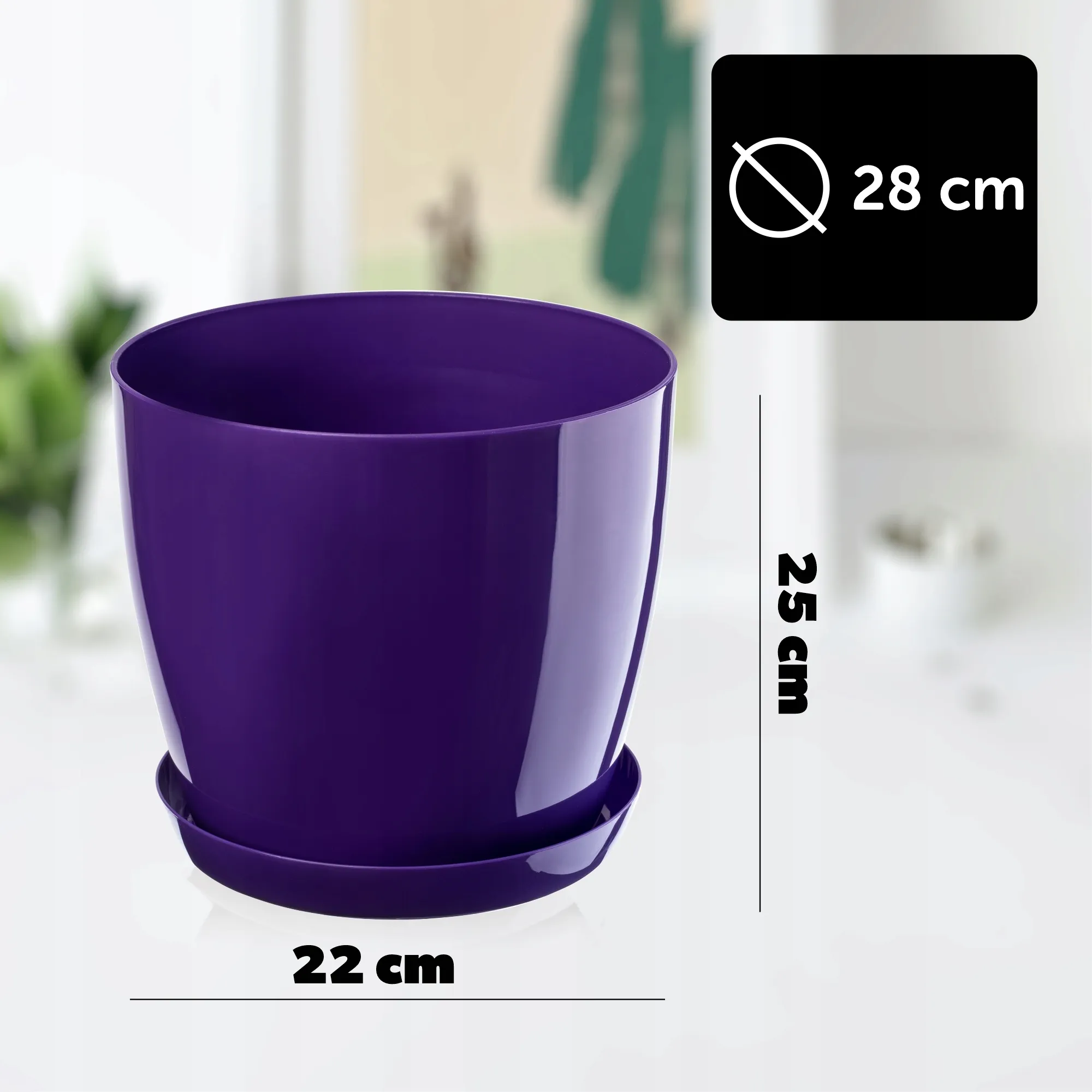 Gėlių vazonas su lėkštute 28 cm