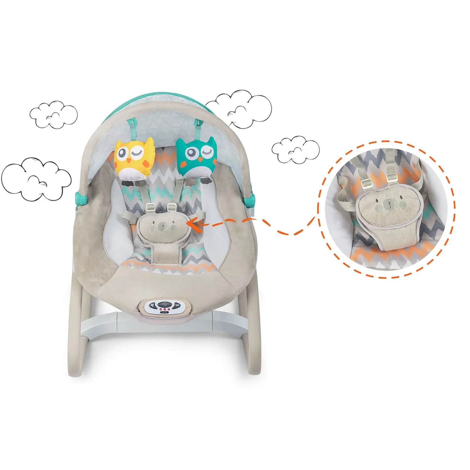 Ricokids šokinėjimo lovelė su vibracija ir muzika - pilka - nuotrauka 1