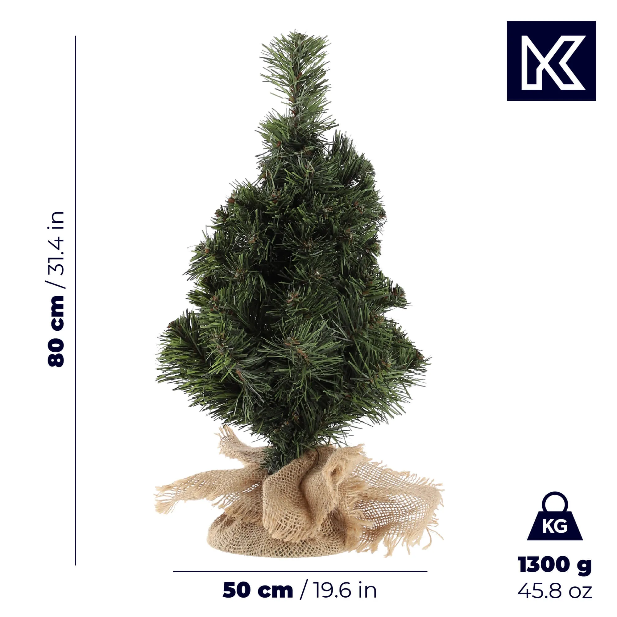 Dekoratyvinė dirbtinė Kalėdų eglutė iš džiuto, 80 cm