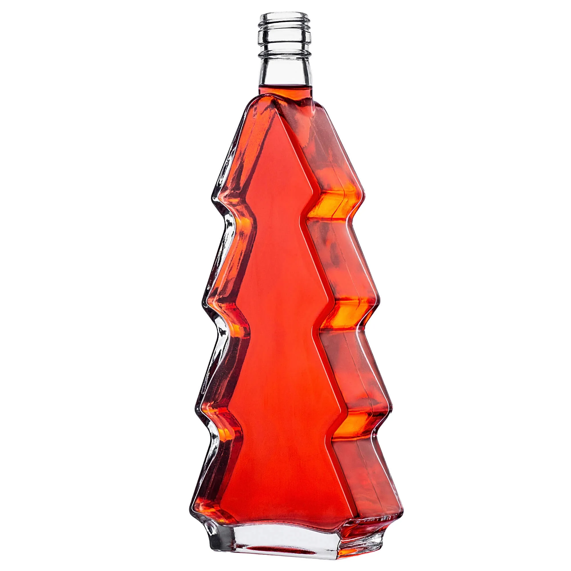 Enna kalėdinės eglutės formos stikliniai buteliukai 500 ml su raudonu dangteliu, 10 vnt.