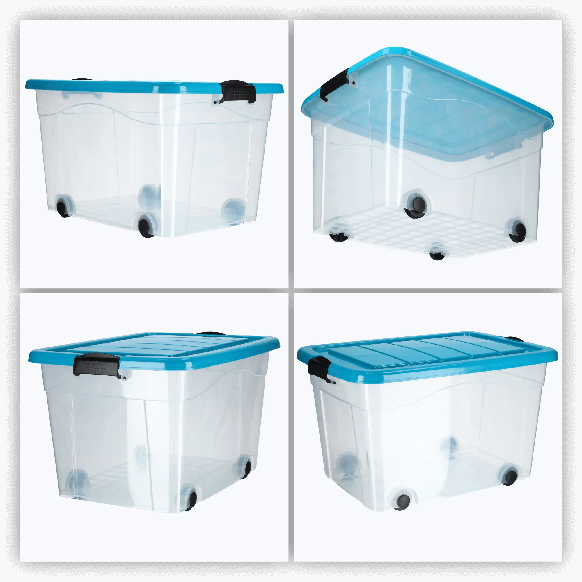 Vado 60 litrų plastikinė šiukšliadėžė su ratukais, mėlyna