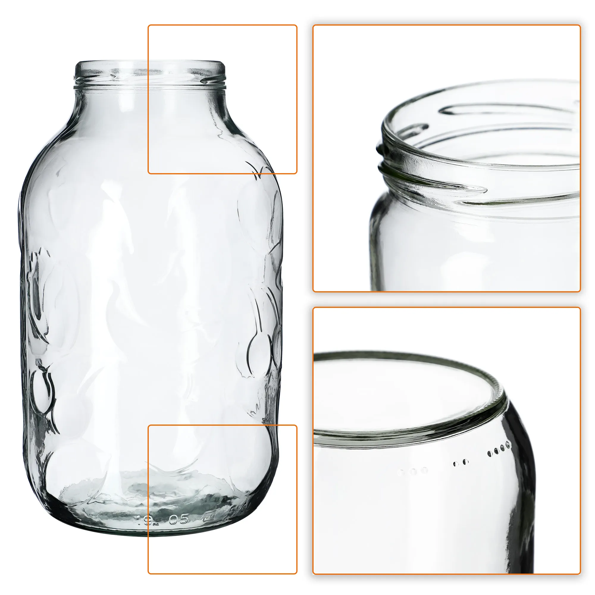 Aleno stiklainis 5 l 100 mm + auksiniai dangteliai 4 vnt.