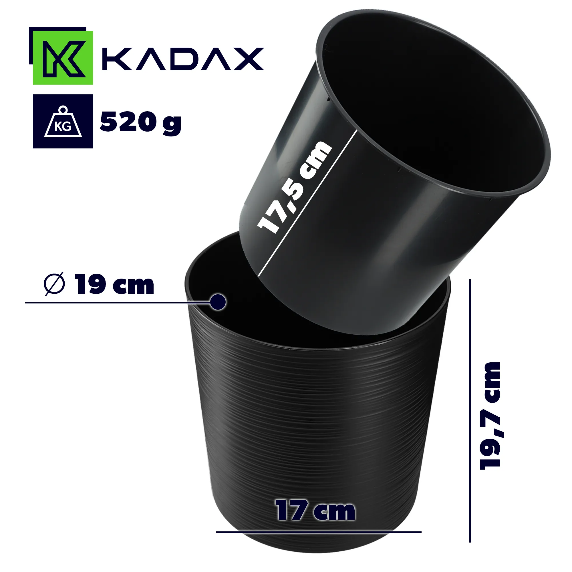 Mosela gėlių vazonas 19 cm juodas
