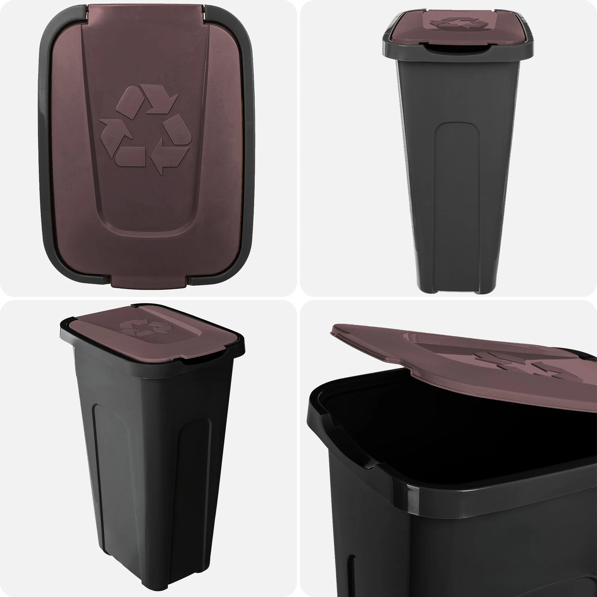 „Entrago“ 30 litrų šiukšliadėžė, juodos ir rudos spalvos