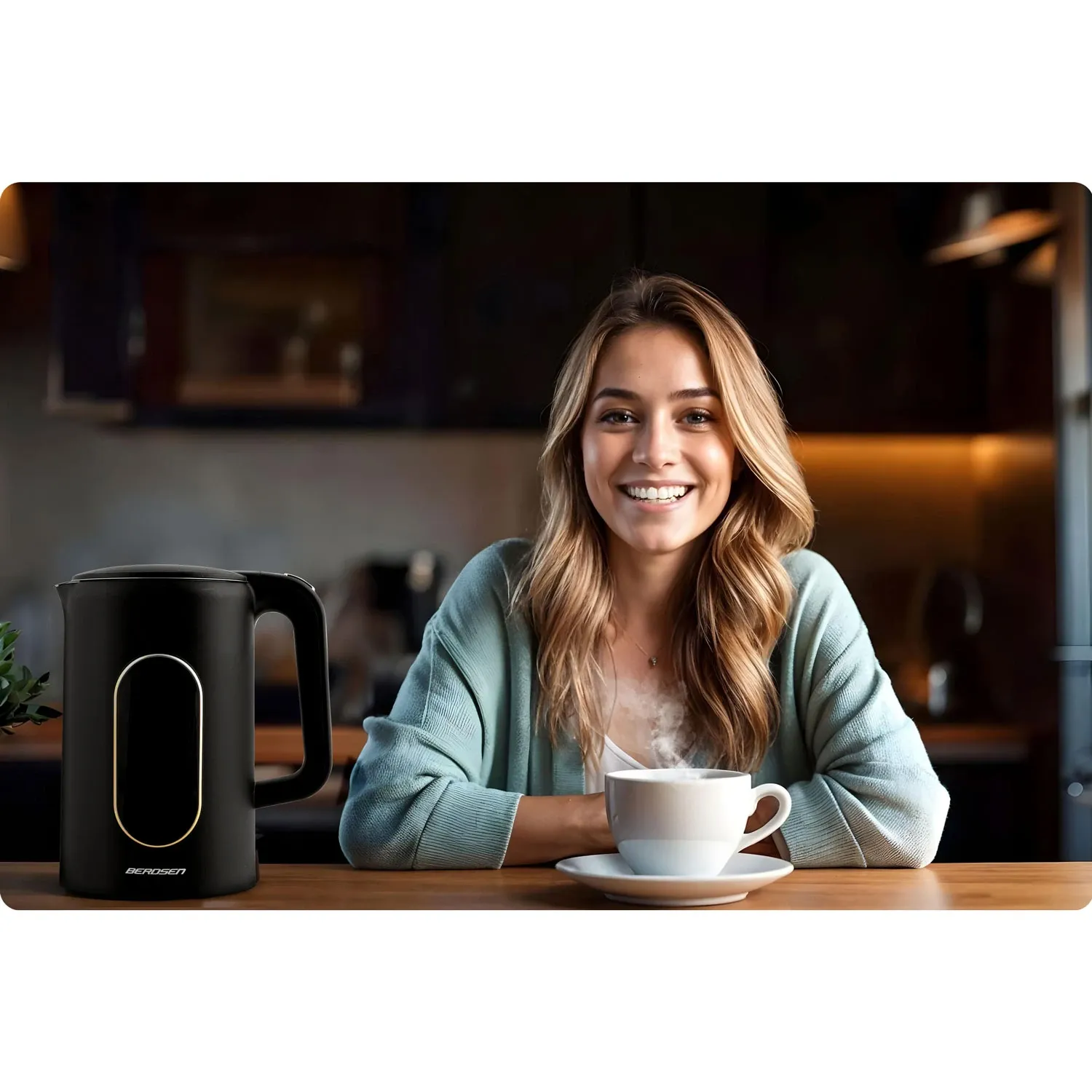 Berdsen BD-712 1,7 l elektrinis virdulys, juodos ir auksinės spalvos - nuotrauka 1