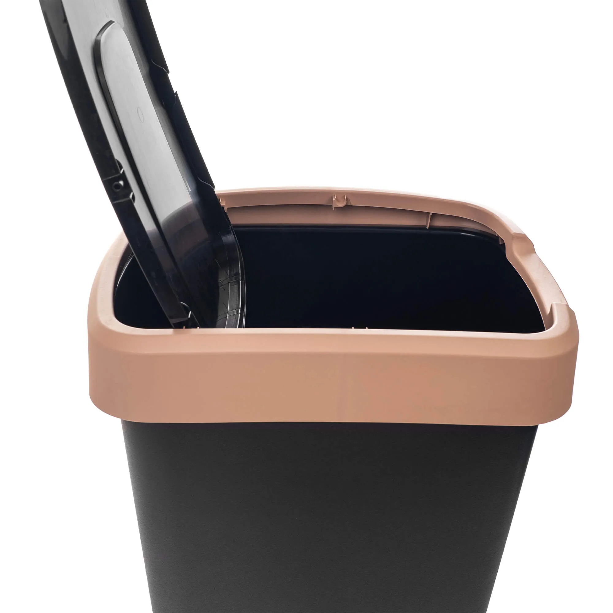 Morin 25 l šiukšliadėžė su besisukančiu dangčiu, juodos ir rudos spalvos