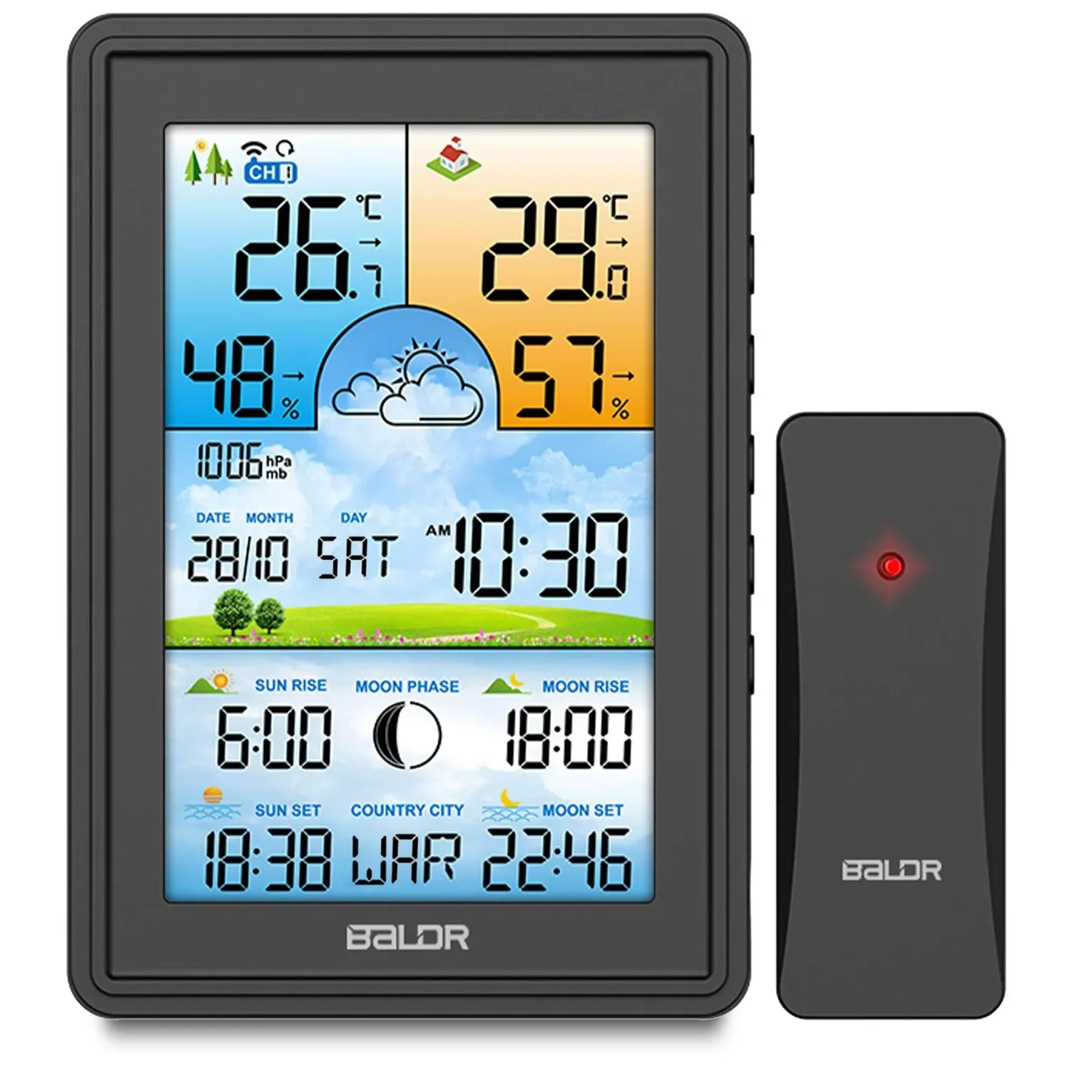 Meteorologinė stotelė su ekranu BD-906, juoda - nuotrauka 1