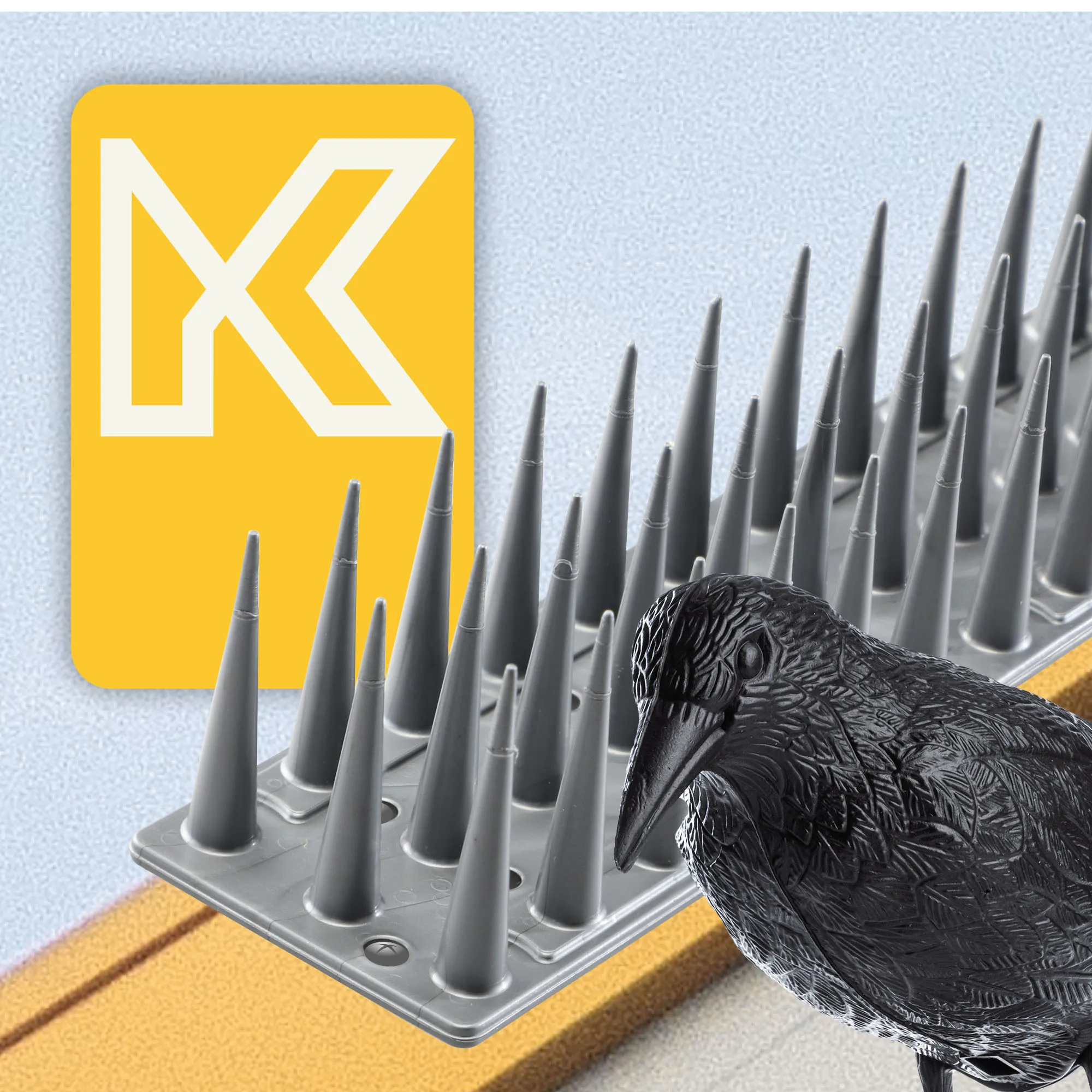 Plastikiniai paukščių spygliai 6 vnt., sidabriniai + varnas