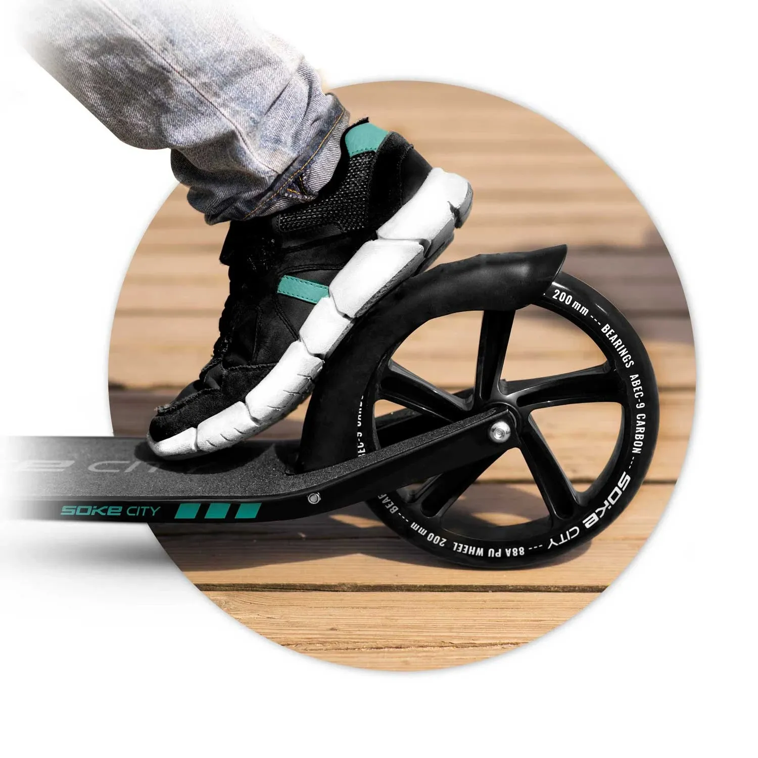 Soke City paspirtukas, juodas ir turkio spalvos - nuotrauka 1