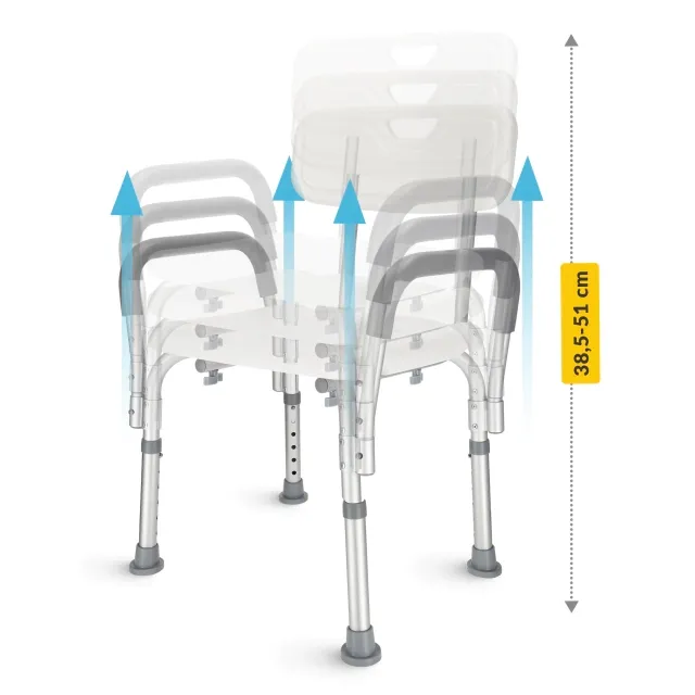 Dušo kėdė su atlošu ir porankiais