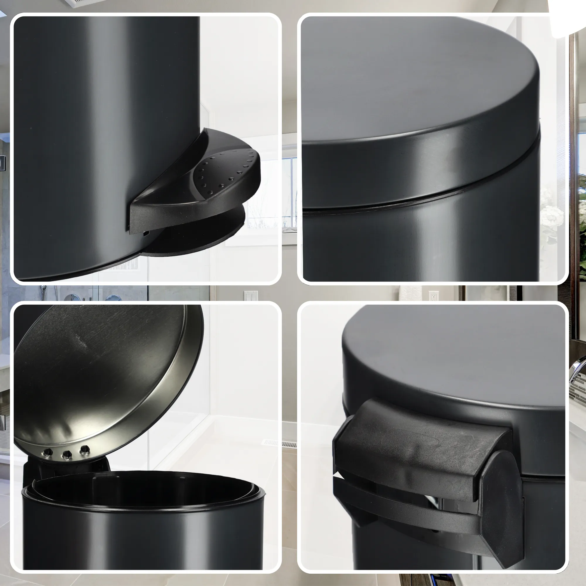 „Melfi“ 14 l plieninė šiukšliadėžė, juoda