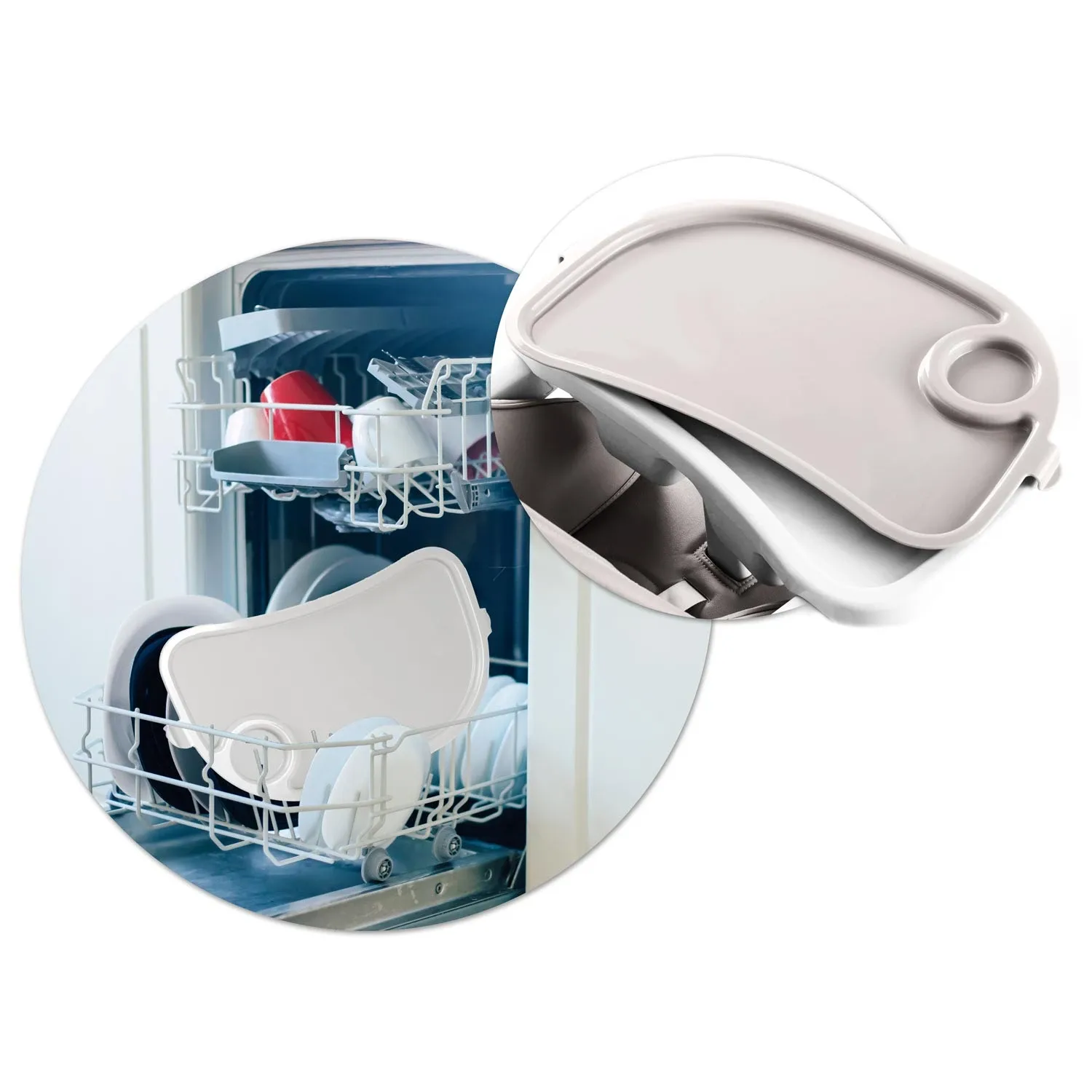 Maitinimo kėdutė su staliuku, Belo šokdynė, pilka + apsauginis lankelis - nuotrauka 1