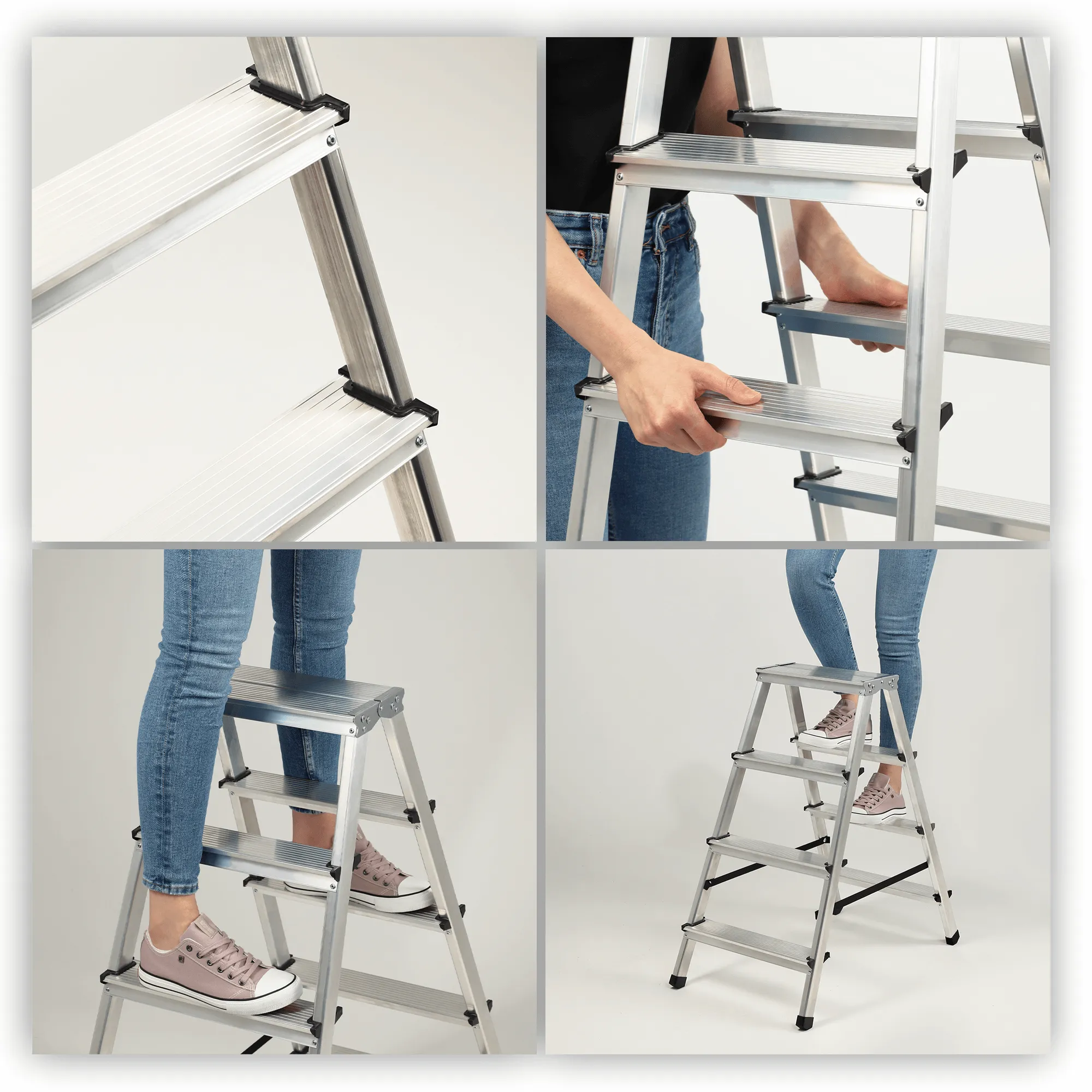 Molde aliuminio kopėčios su platforma, 4 pakopų, 125 kg