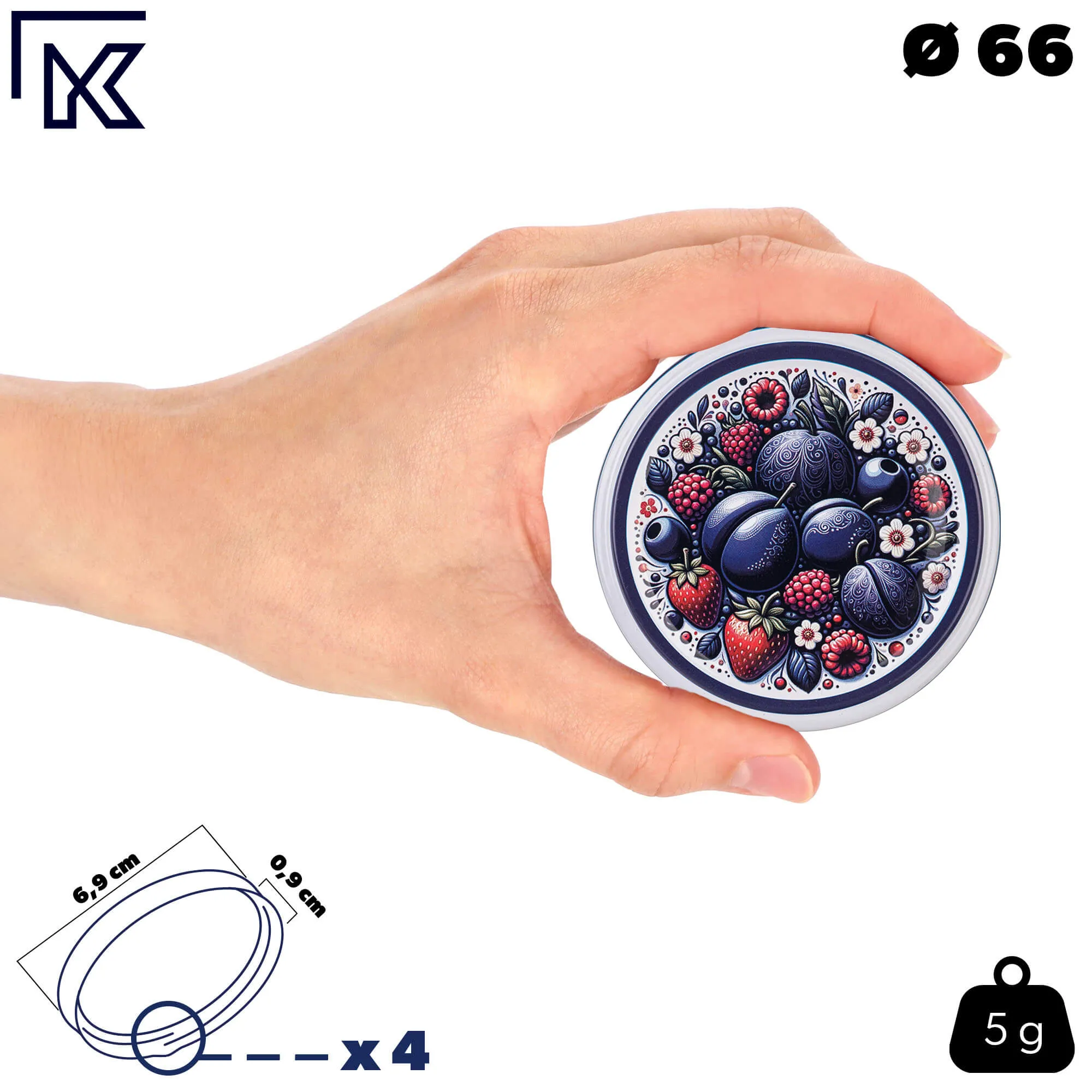 Lerma konservavimo stiklainiai 200 ml 100 vnt. 66 mm + dangteliai „Vaisių puokštė“