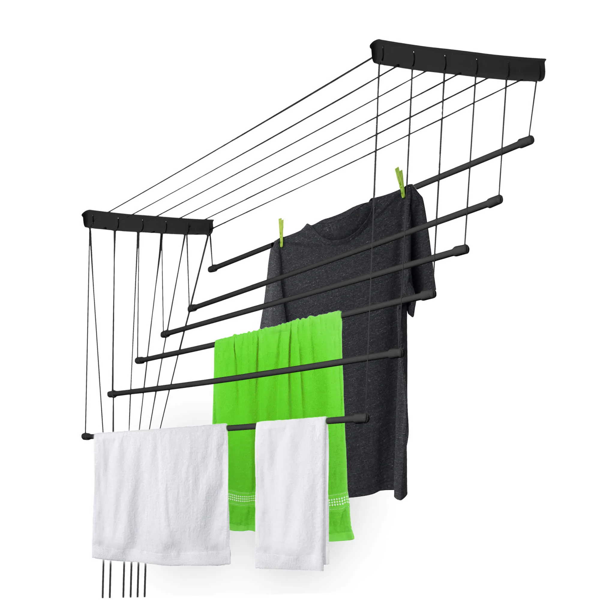 „Torp“ lubinė drabužių džiovyklė, 6 stovai, 140 cm, juoda