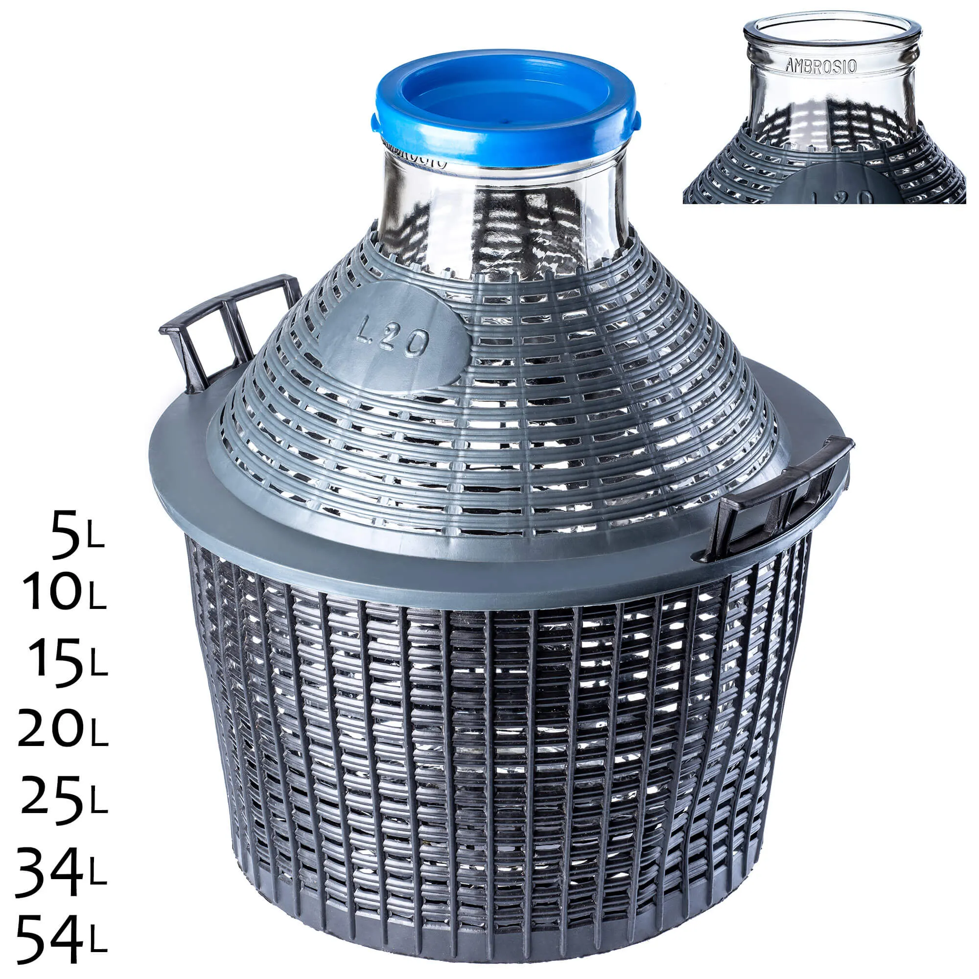 „Fonte“ vyno butelis su plačiu atidarymu, 20 l