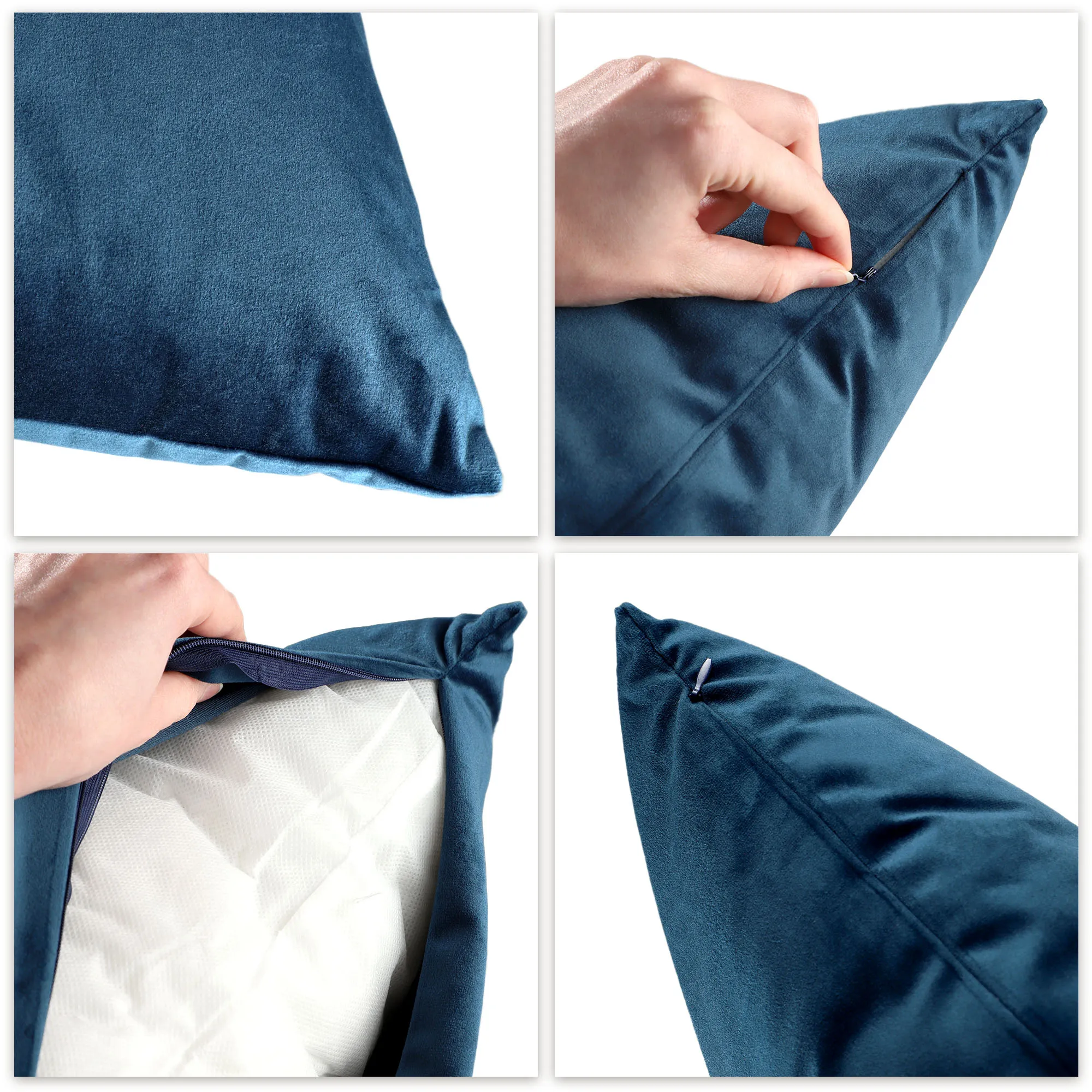 Dekoratyvinė aksominė pagalvėlė 46 x 46 cm, tamsiai mėlyna