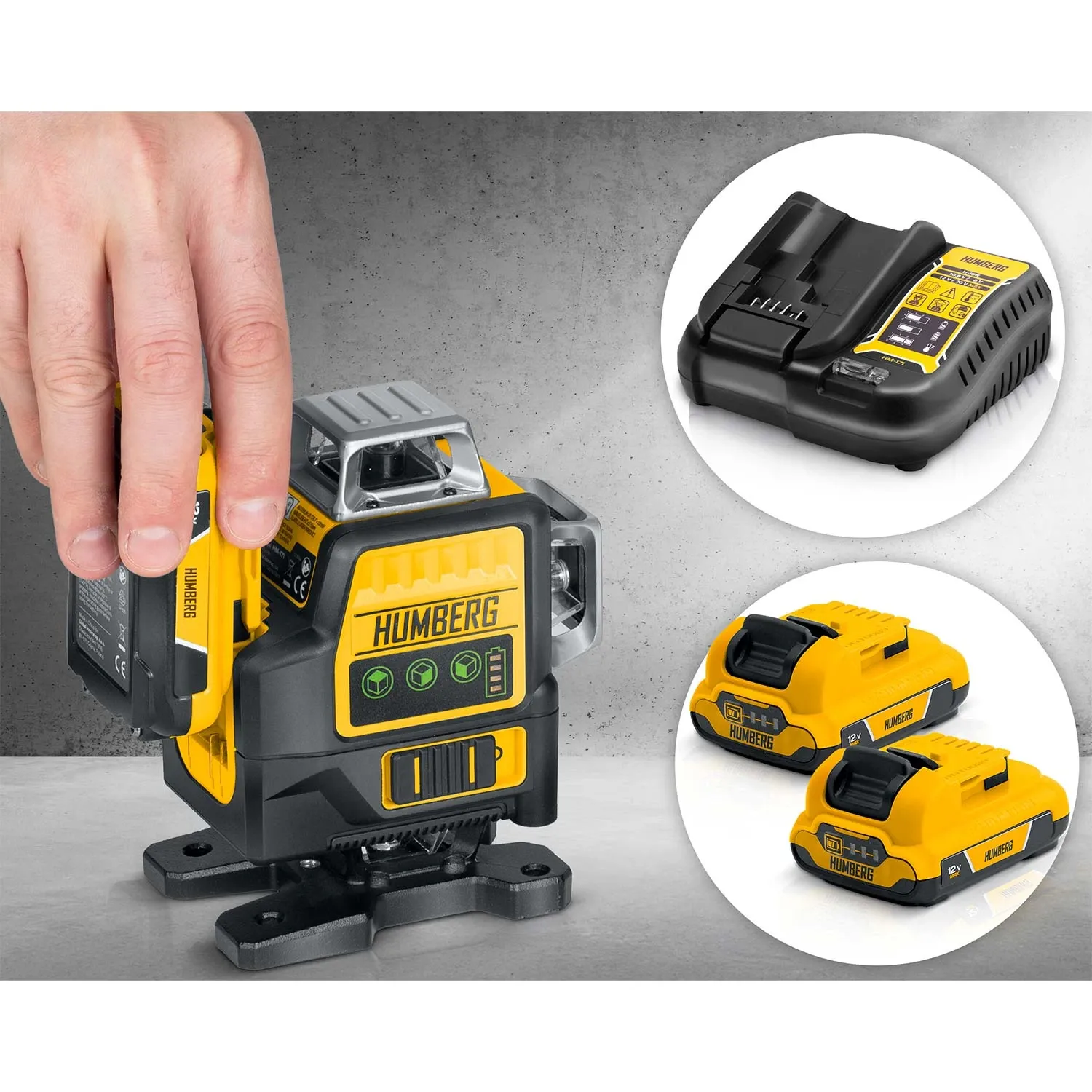 Kryžminis linijinis lazeris dėkle + trikojis „Humberg HM-171“ - nuotrauka 1