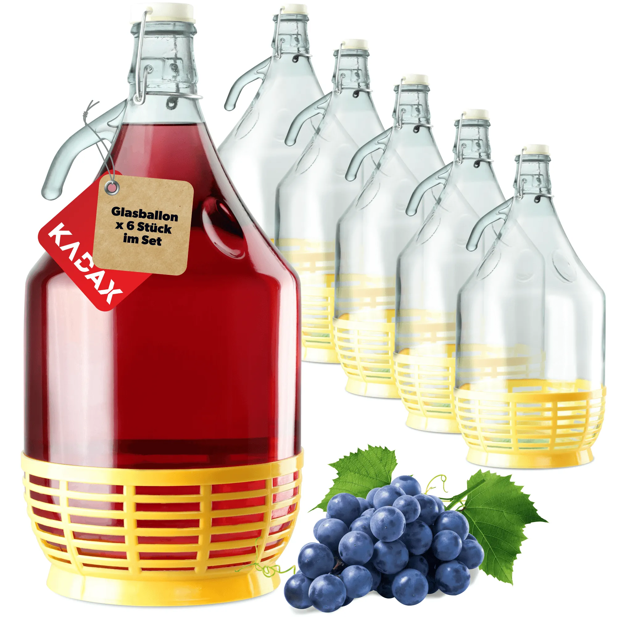 Vyno buteliai su mechaniniu kamščiu 5L 6 vnt.