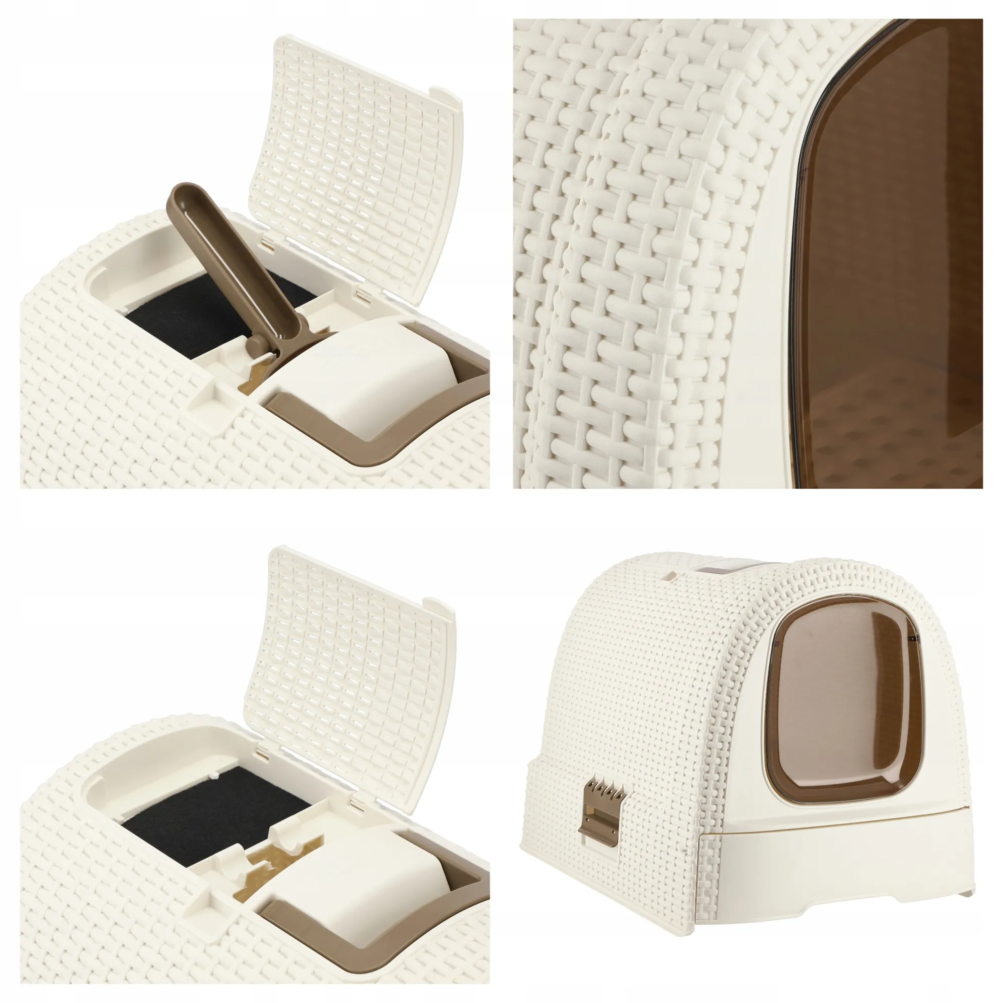 Curver Pet Life kačių kraiko dėžutė + nešioklė, smėlio spalvos