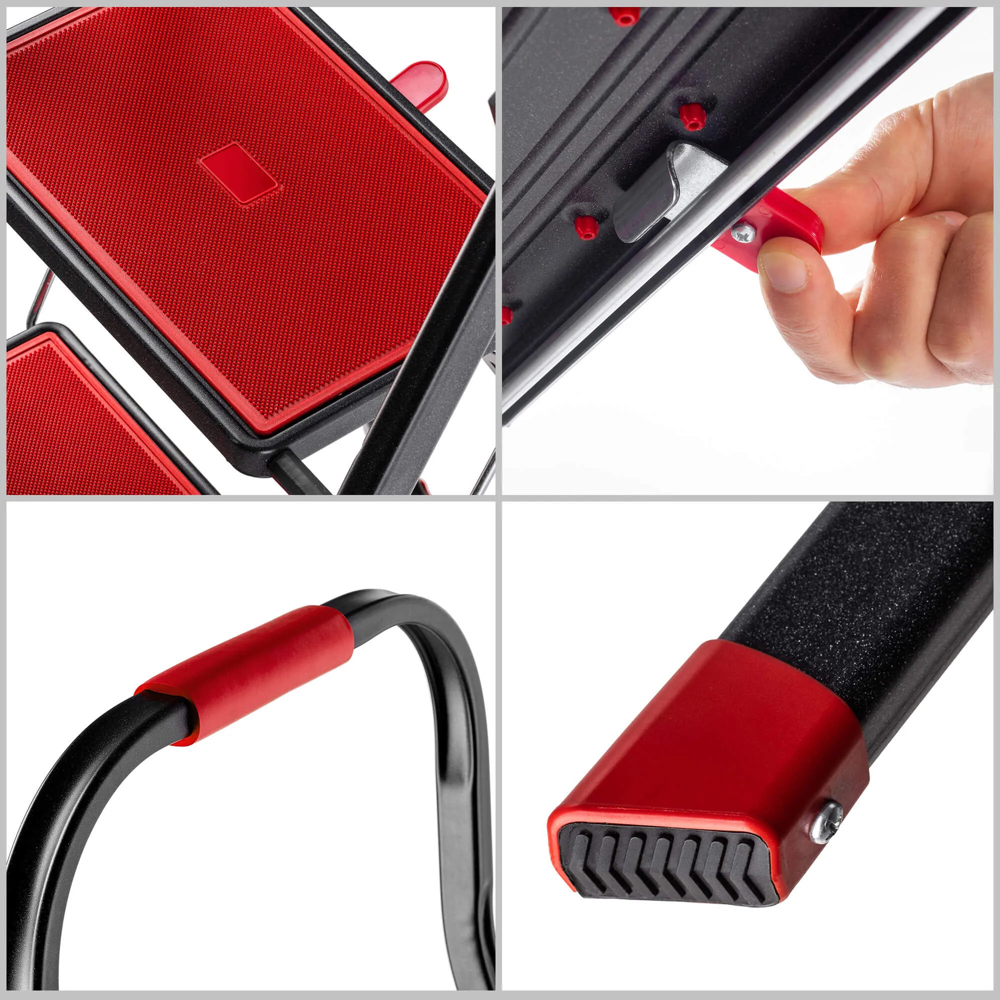 Oulu plieninės kopėčios su platforma, 3 pakopų, 150 kg