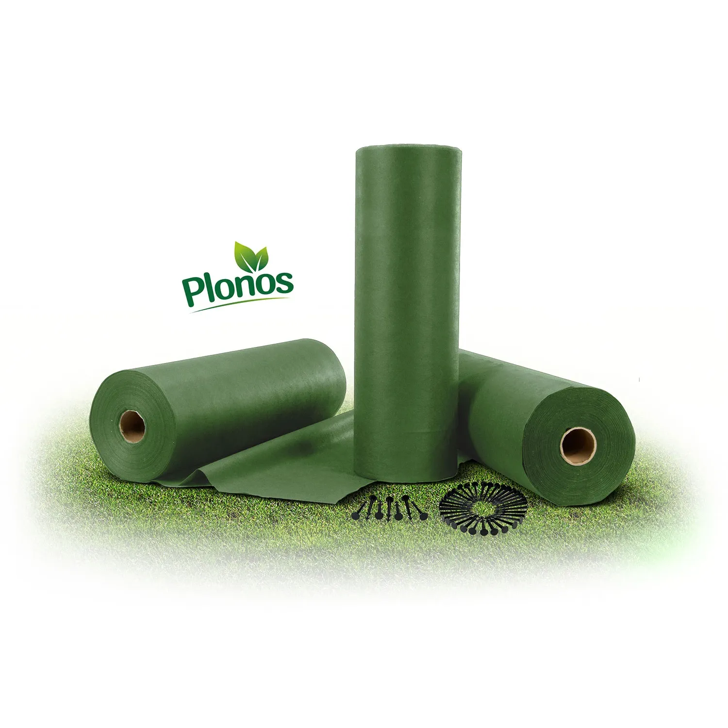 Sodo agrotekstilė 1,6 m x 100 m 90 g/m2 + 100 „Plonos“ smeigtukų - žalia - nuotrauka 1