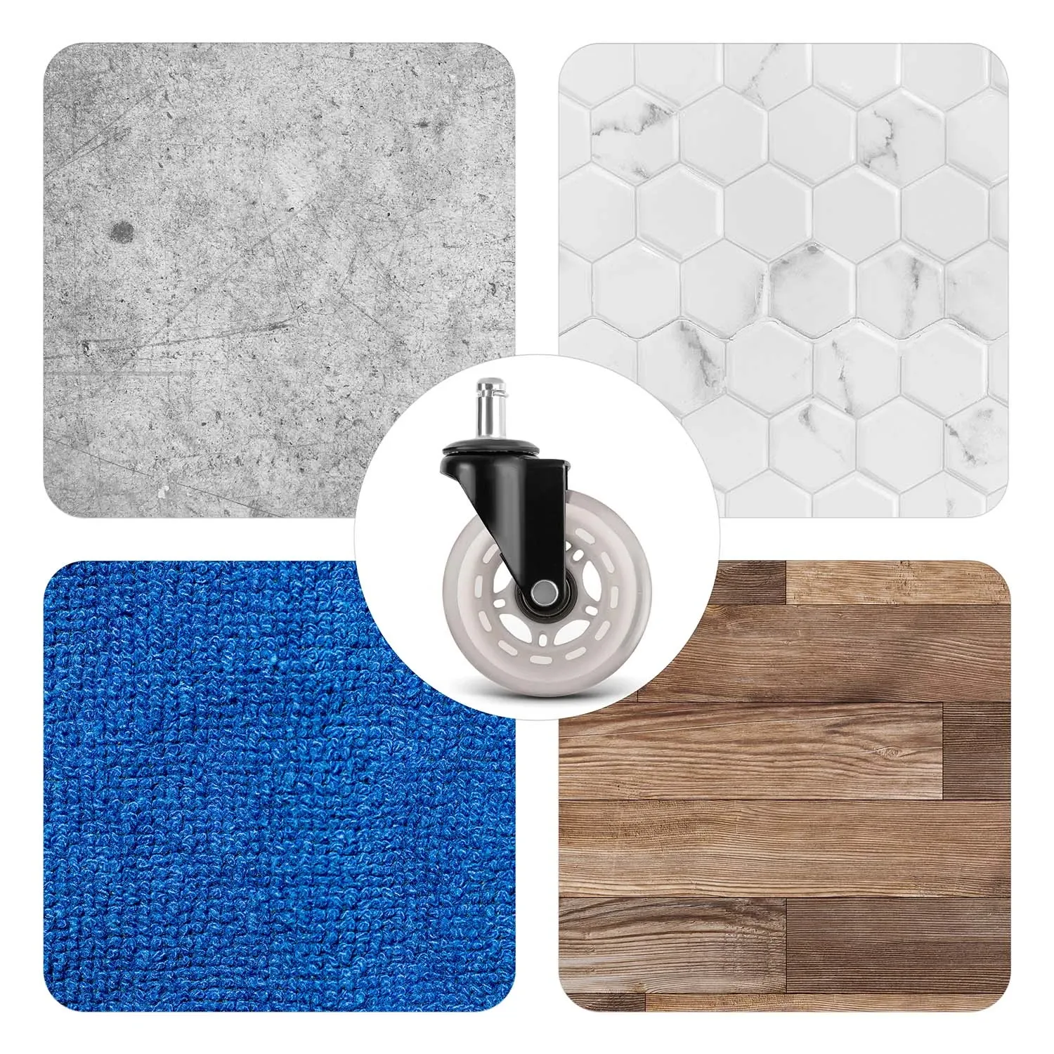 Skaidrūs guminiai ratukai Sofotel foteliams, 5 vnt. - nuotrauka 1