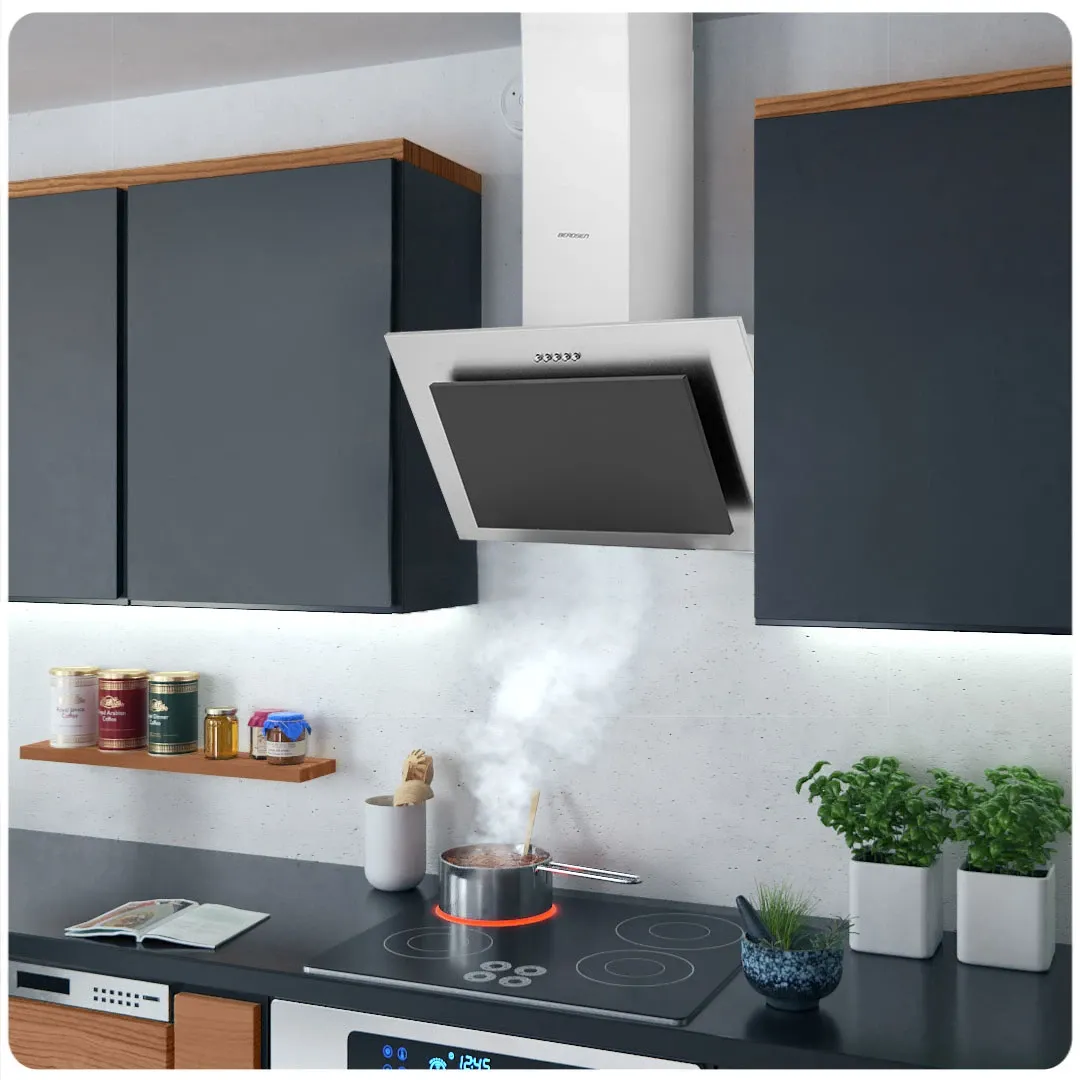 Gartraukis su kaminu, 60 cm, nerūdijančio plieno + juodos spalvos, BT-209 - nuotrauka 1