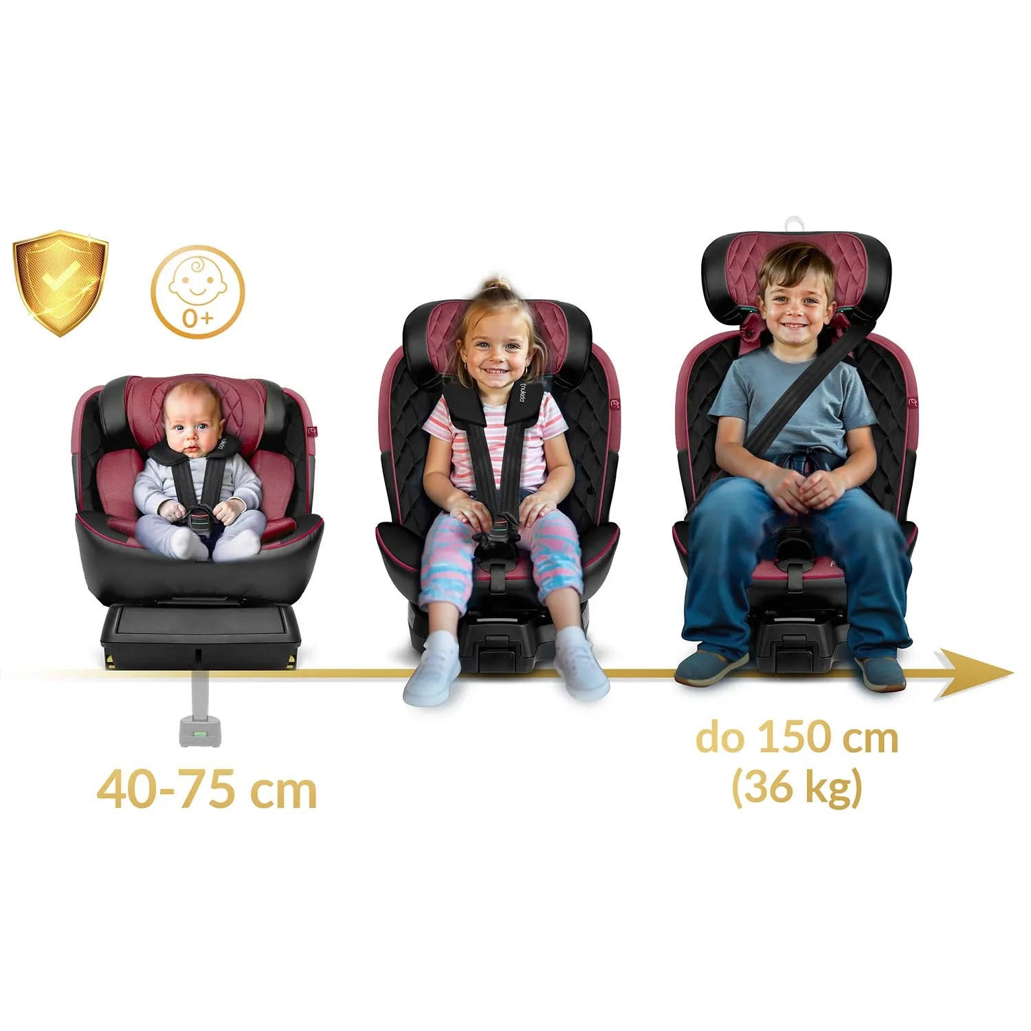 „Nukido Prestige Line“ juodos ir rožinės spalvos automobilinė kėdutė, 0-36 kg, ISOFIX - nuotrauka 1