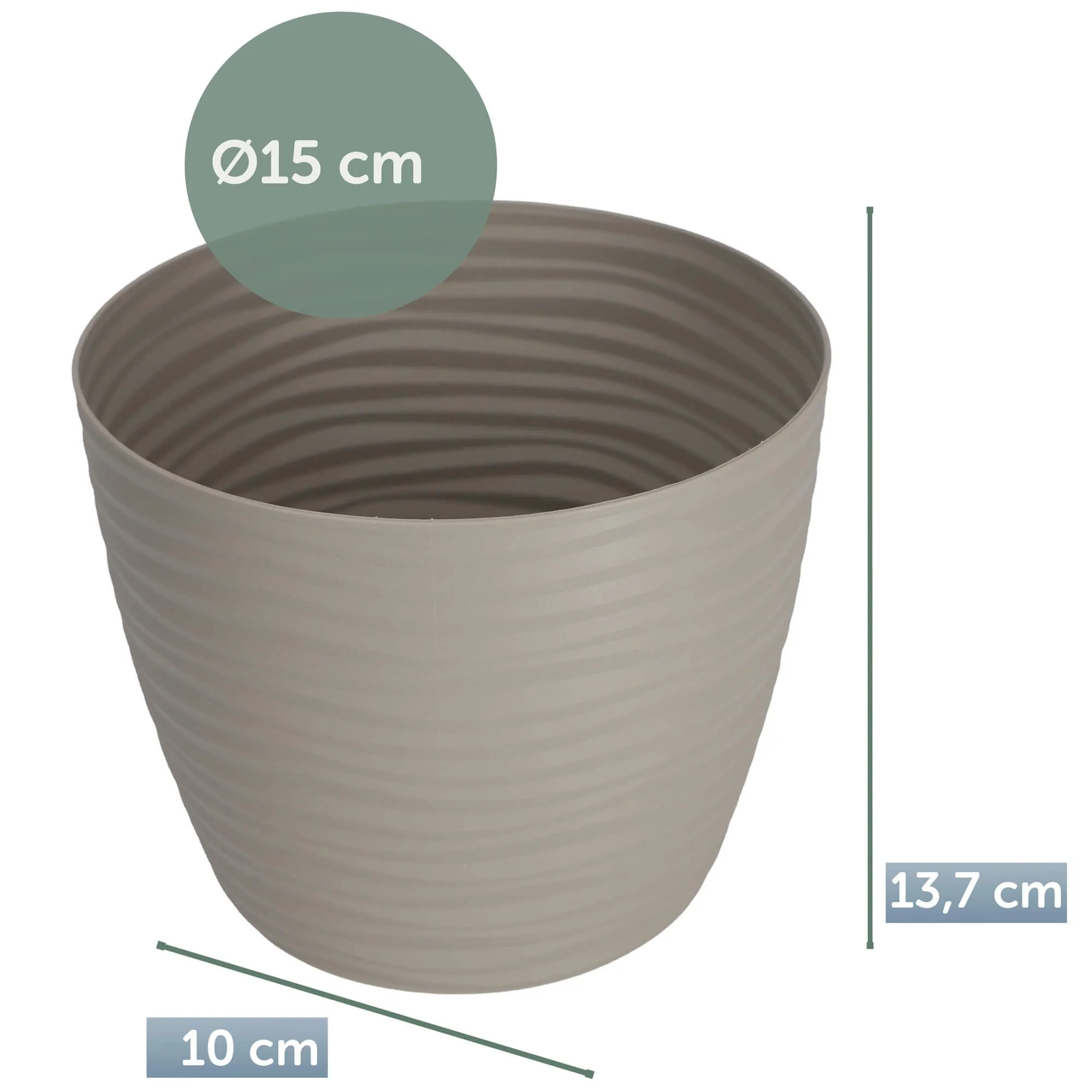Apvalus gėlių vazonas su lėkštute 15 cm