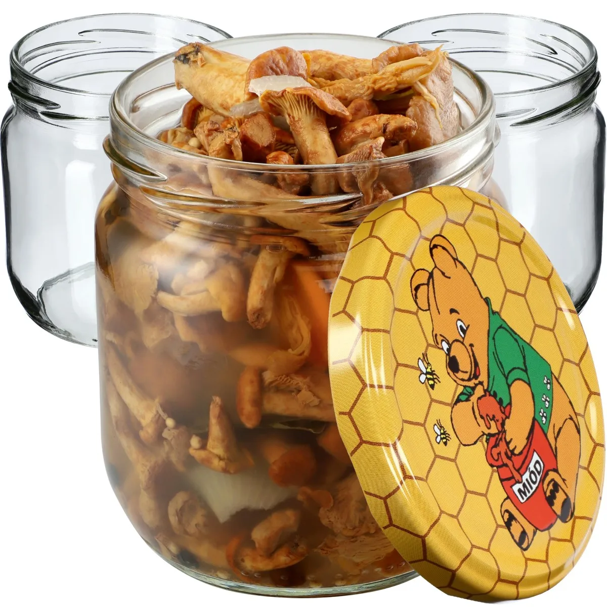 Salla konservavimo stiklainiai 425 ml, 12 vnt., 82 mm + dangteliai su medumi