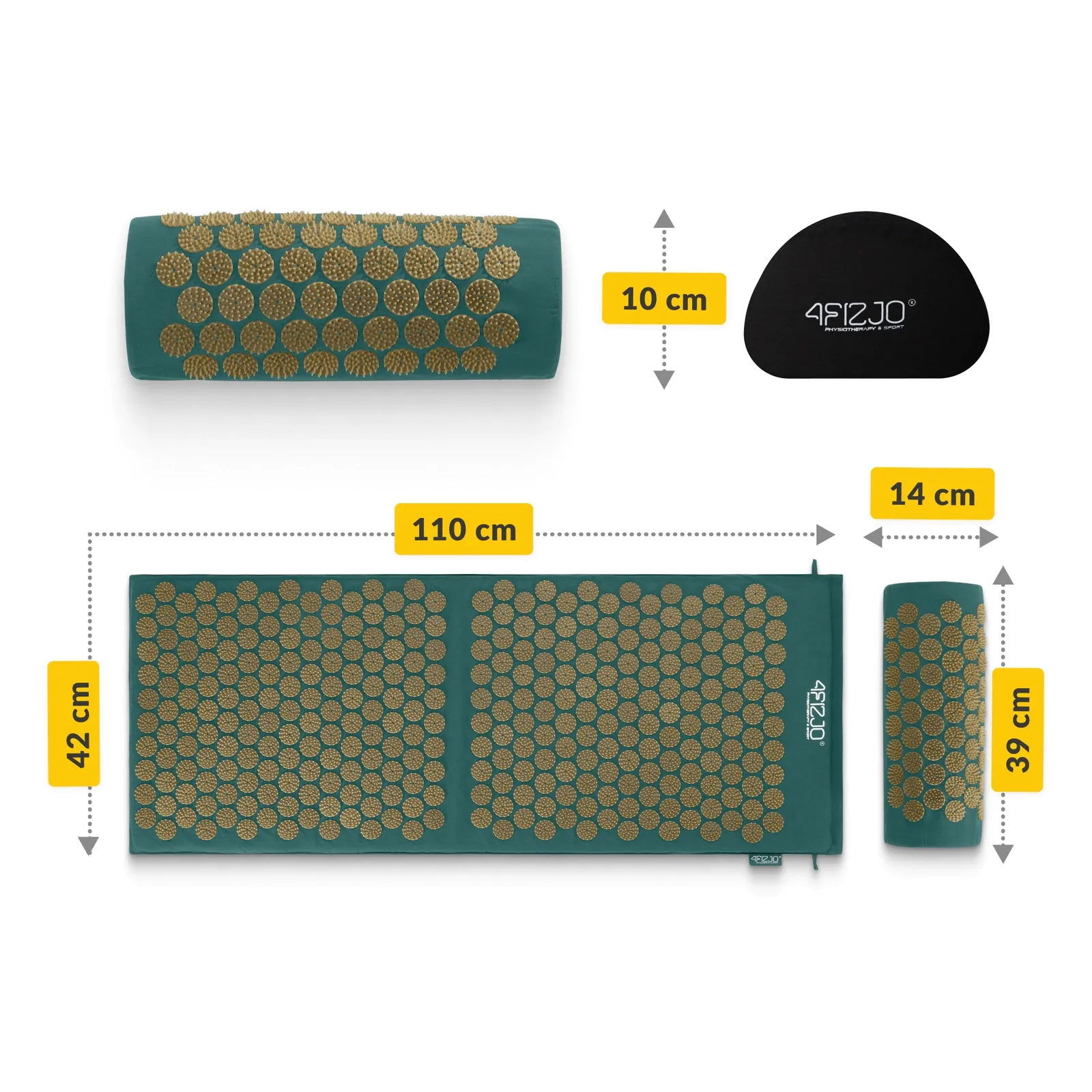 Didelis akupresūros kilimėlis su pagalvėle