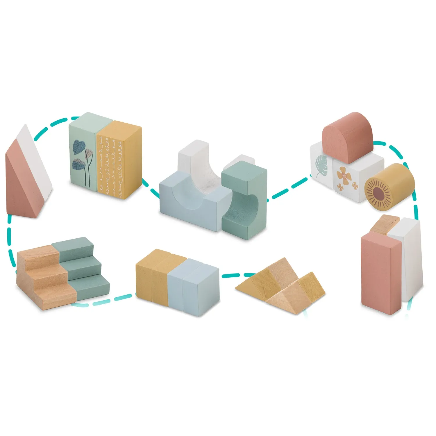 Medinis traukiamas žaislas su kaladėlėmis NK-853 Nukido - nuotrauka 1