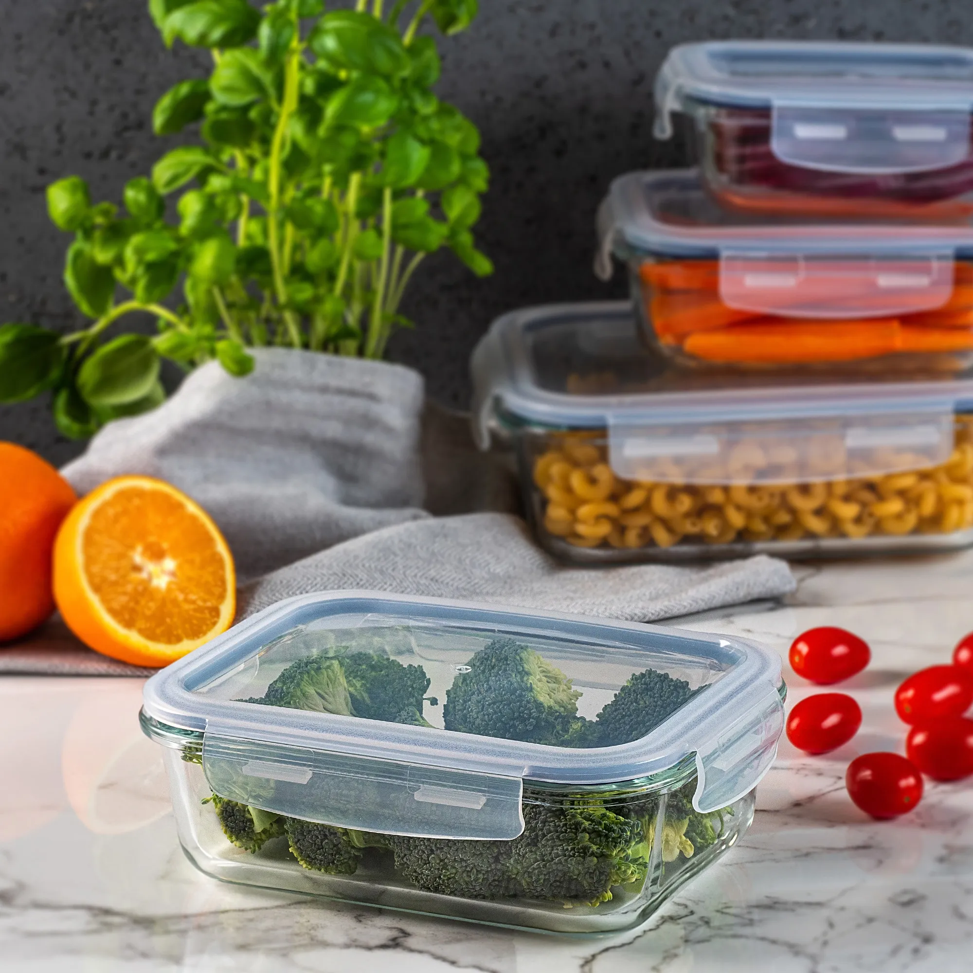 Athie stačiakampių indelių rinkinys 370 ml + 640 ml + 1040 ml