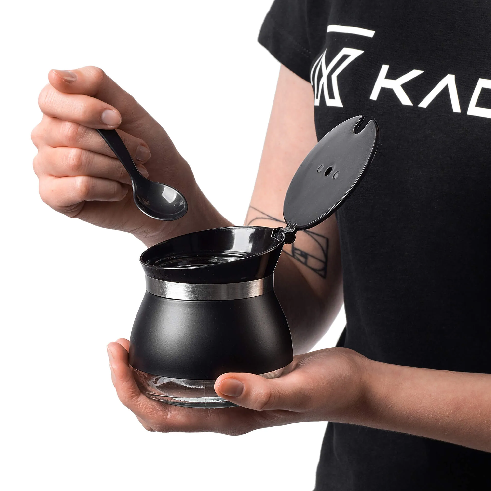 Lerin stiklinė cukrinė su šaukšteliu, 270 ml, juoda