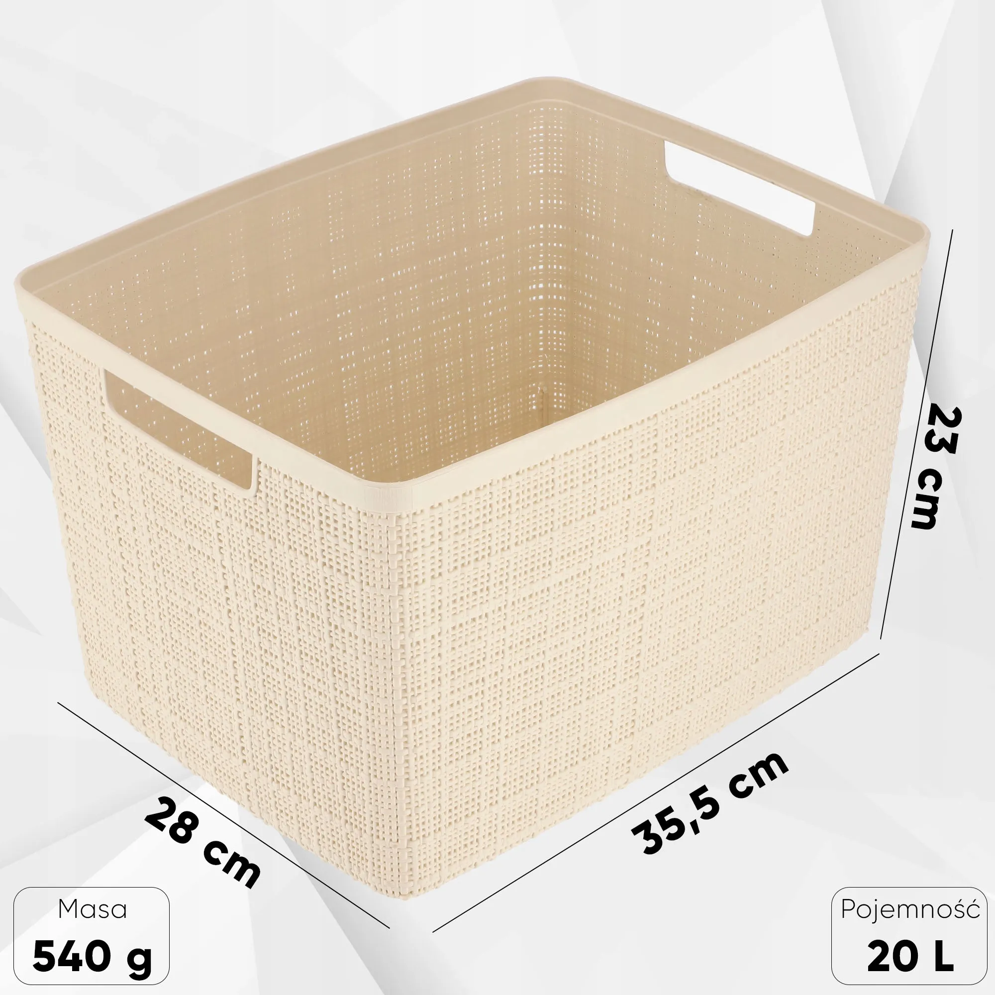 20 l „Curver“ džiuto laikymo konteineris, kreminės spalvos