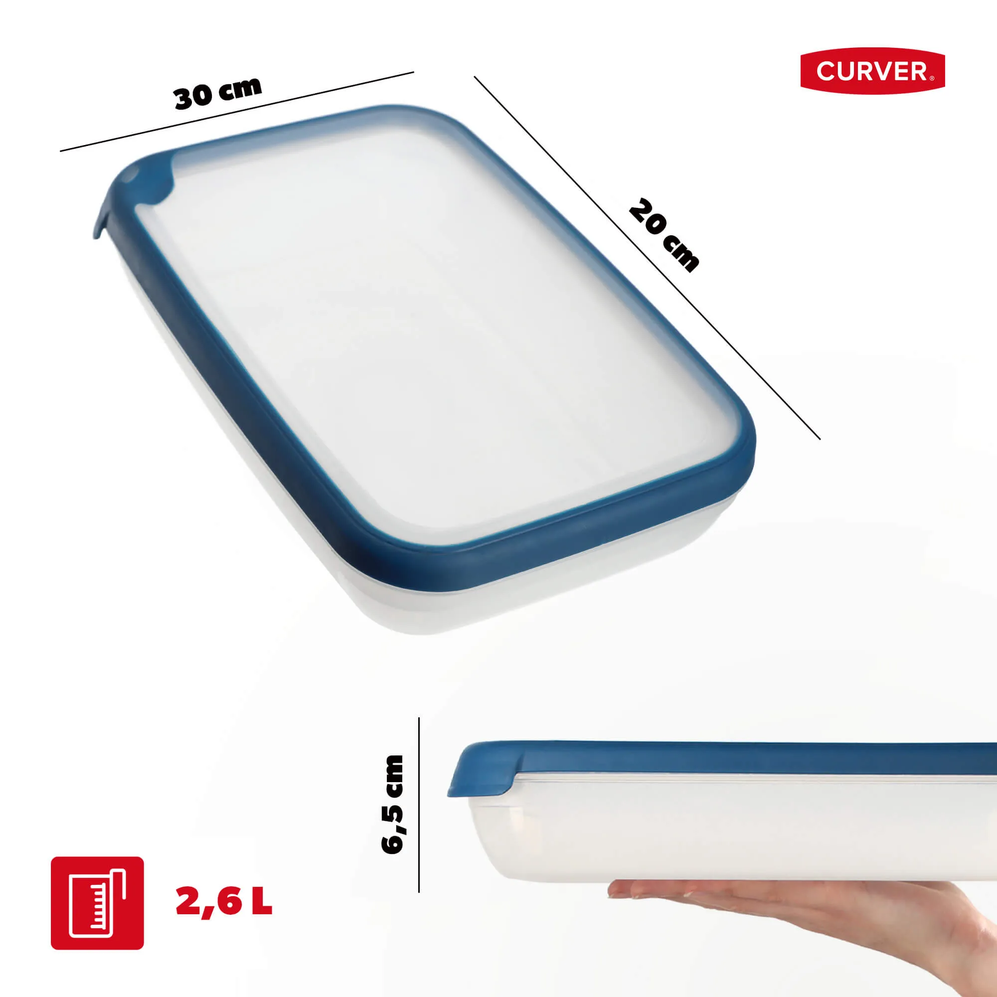 2,6 l „Curver Grand Chef Eco Line“ stačiakampis indas, mėlynas