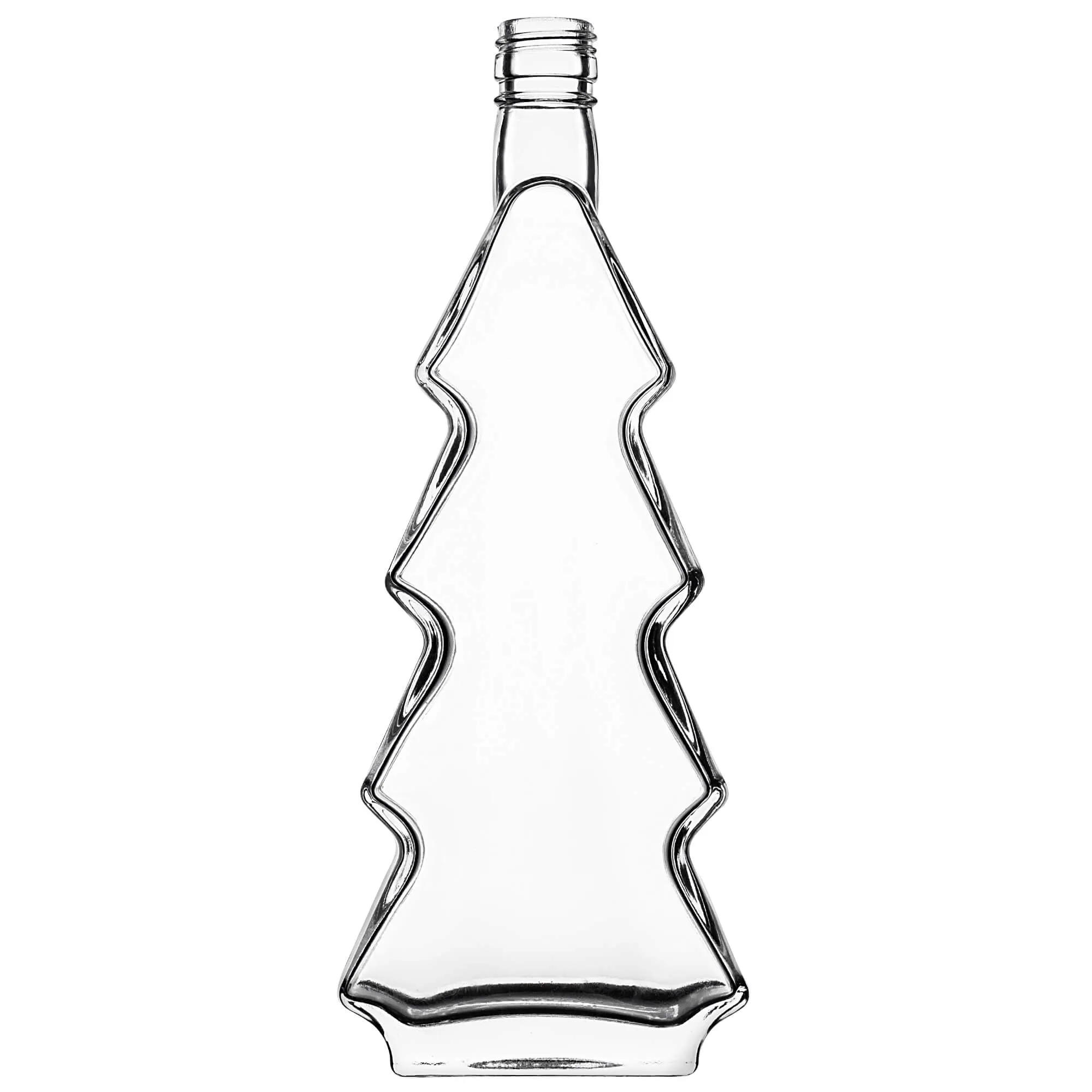 Enna kalėdinės eglutės formos stiklinis butelis 500 ml su juodu dangteliu 1 vnt.