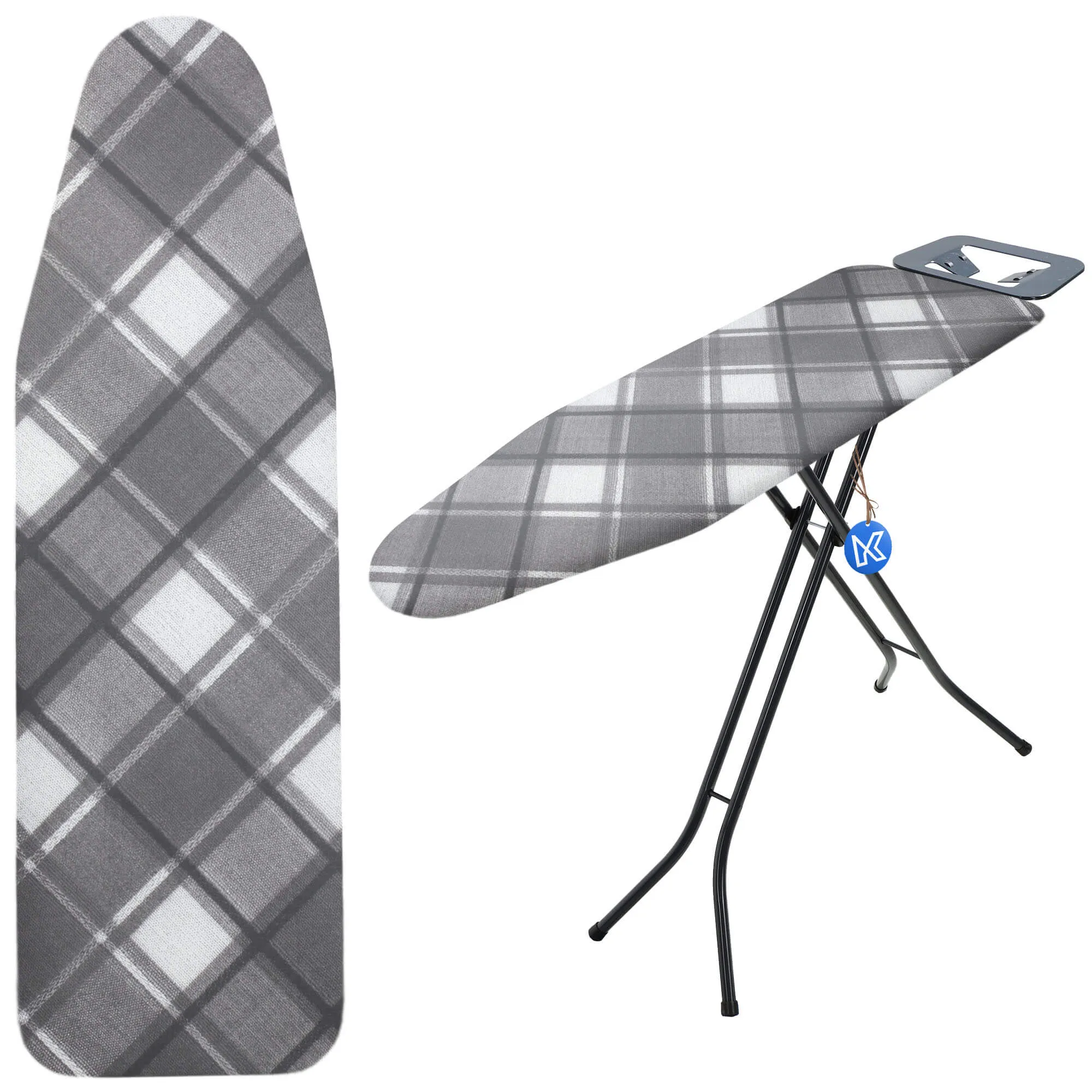 Cano lyginimo lentos užvalkalas, 138x48cm, tamprus pagrindas, pilkas, languotas